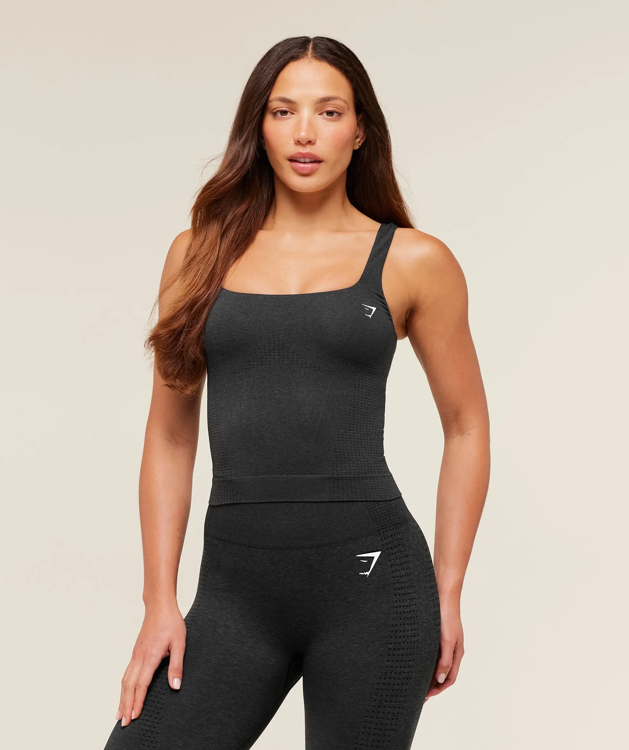 Gymshark Vital Tank With Shelf - Black Marl