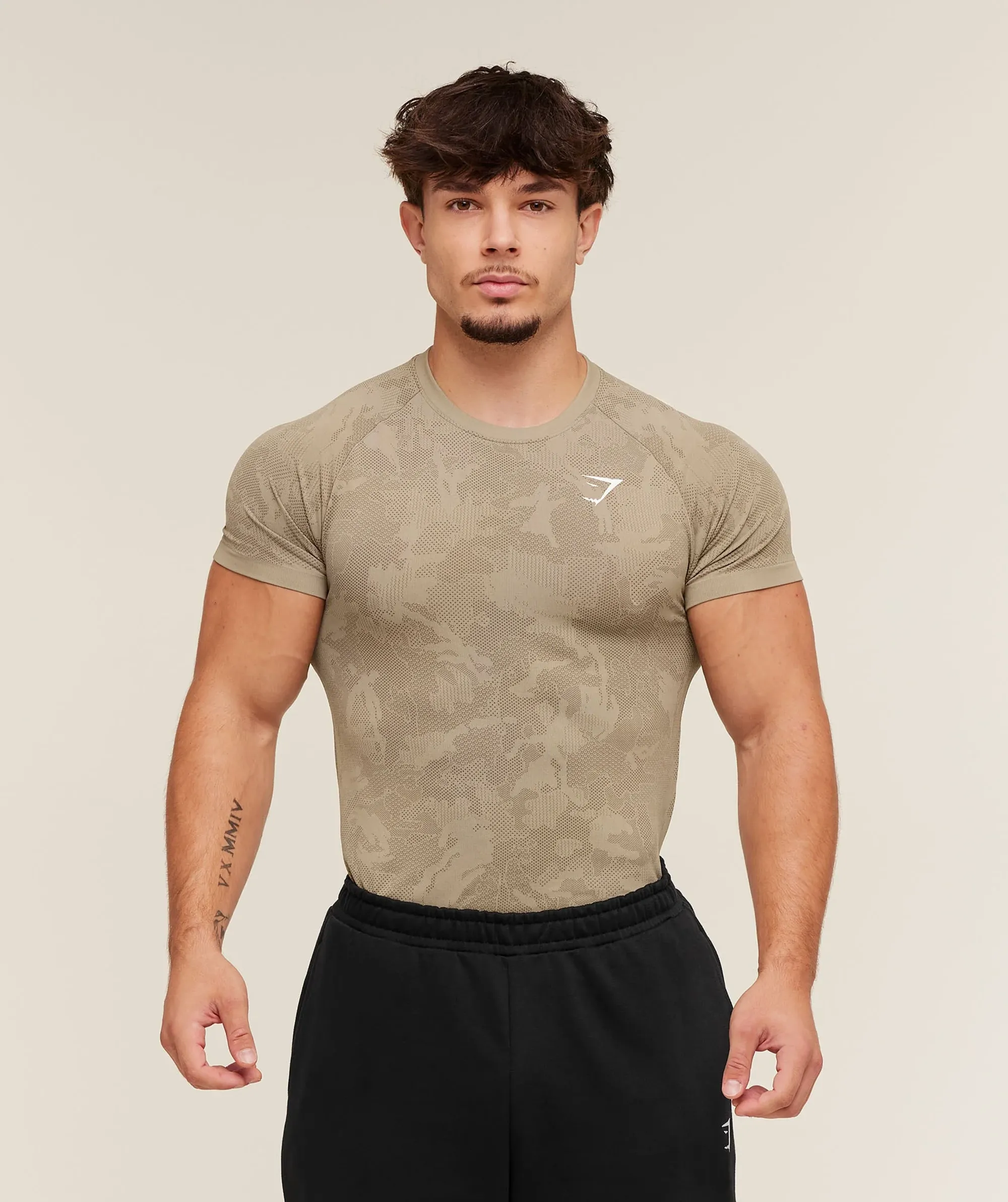Gymshark Geo Seamless T-Shirt - Cement Brown/Soul Brown