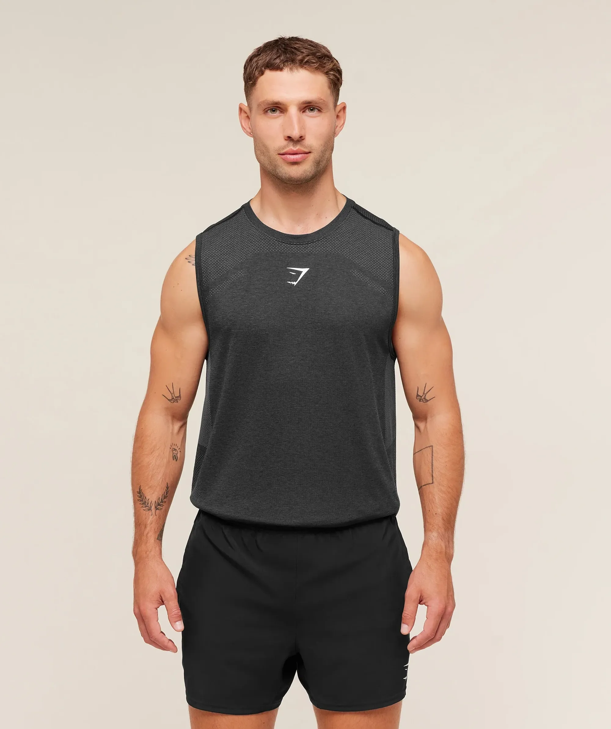 Gymshark Lightweight Seamless Tank - Black/Silhouette Grey