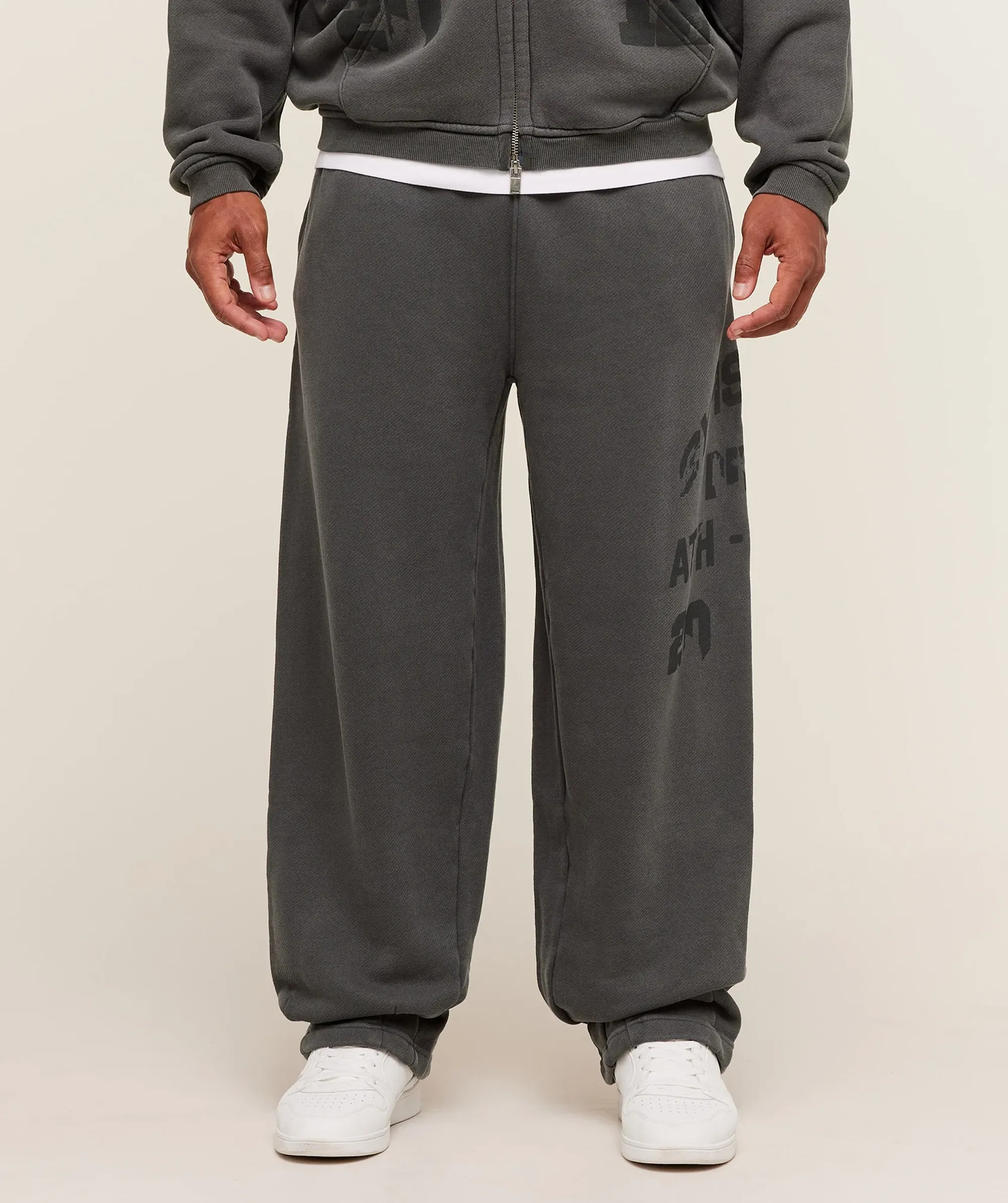 Gymshark Collegiate Washed Wide Leg Joggers - Asphalt Grey