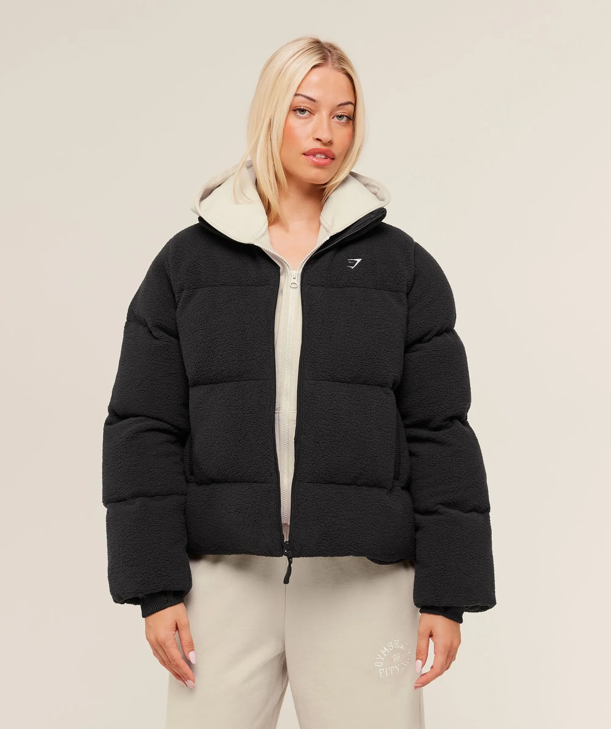 Gymshark Sherpa Puffer Jacket - Black