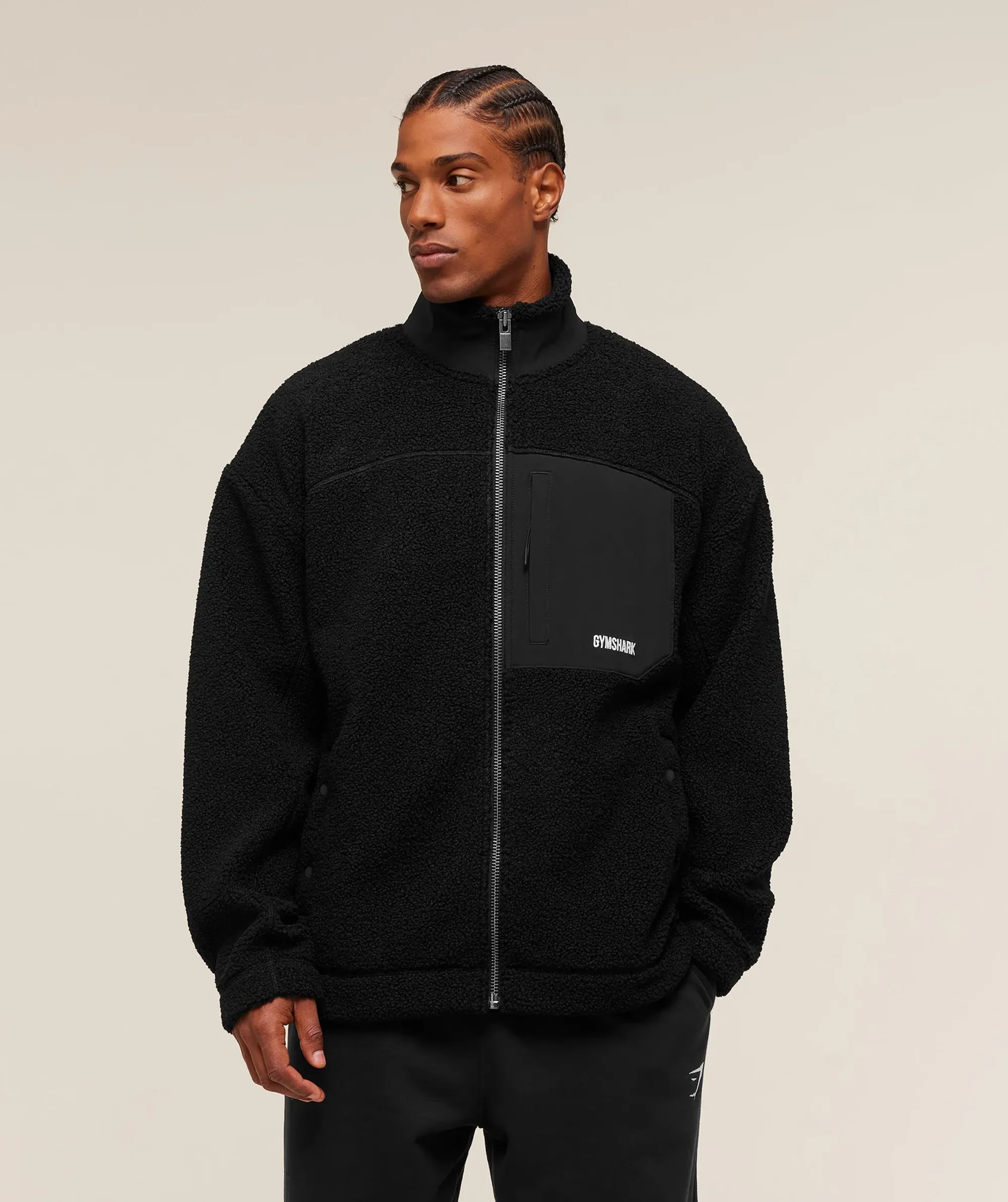 Gymshark Borg Zip Through Jacket - Black