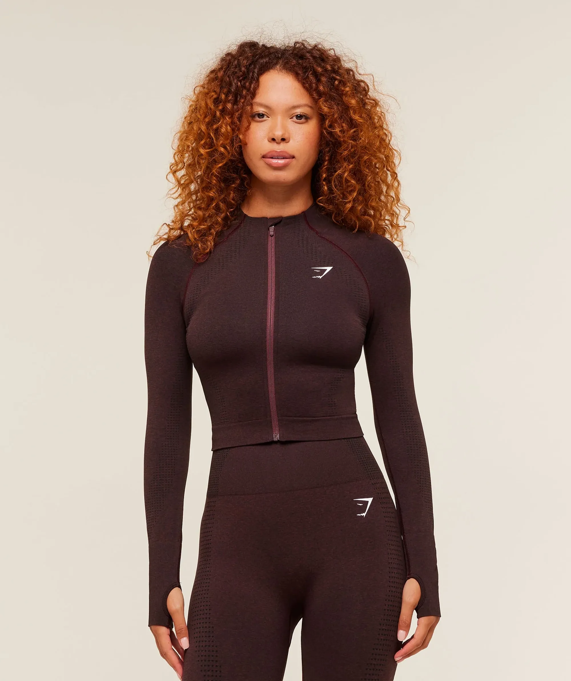 Gymshark Vital Midi Zip Up Jacket - Rich Maroon/Marl