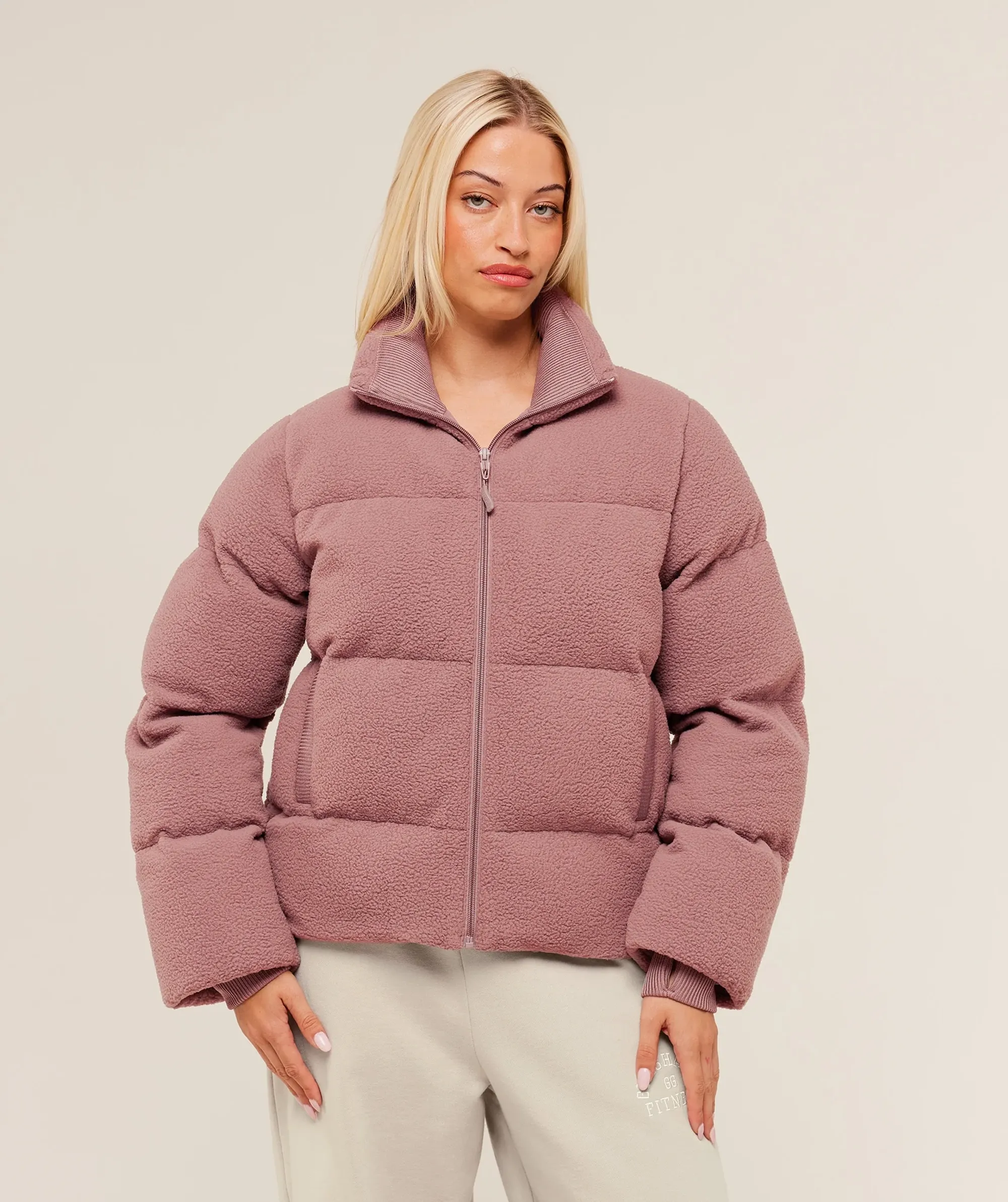 Gymshark Sherpa Puffer Jacket - Chestnut Pink