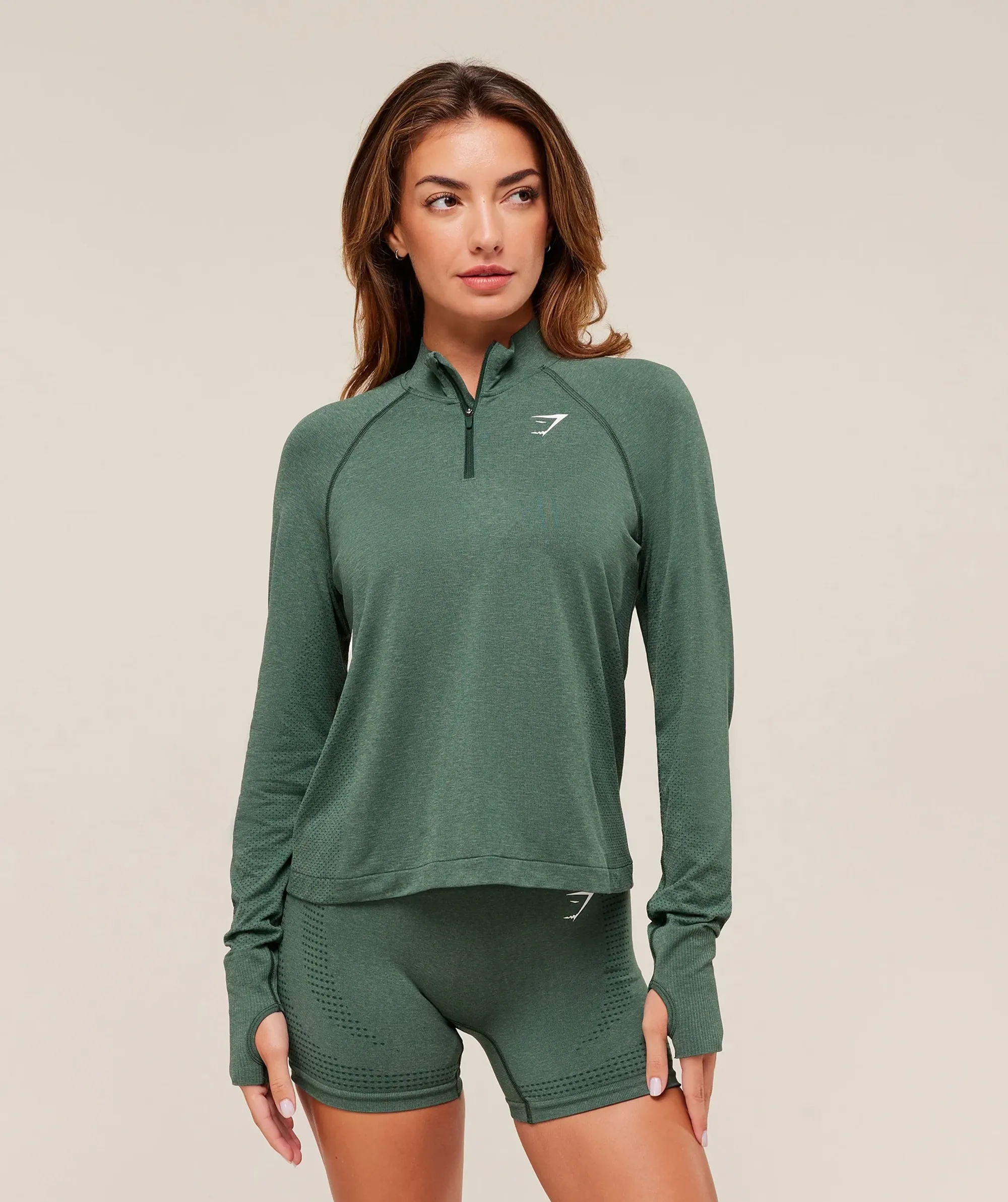Gymshark Vital 1/4 Zip - Obsidian Green Marl