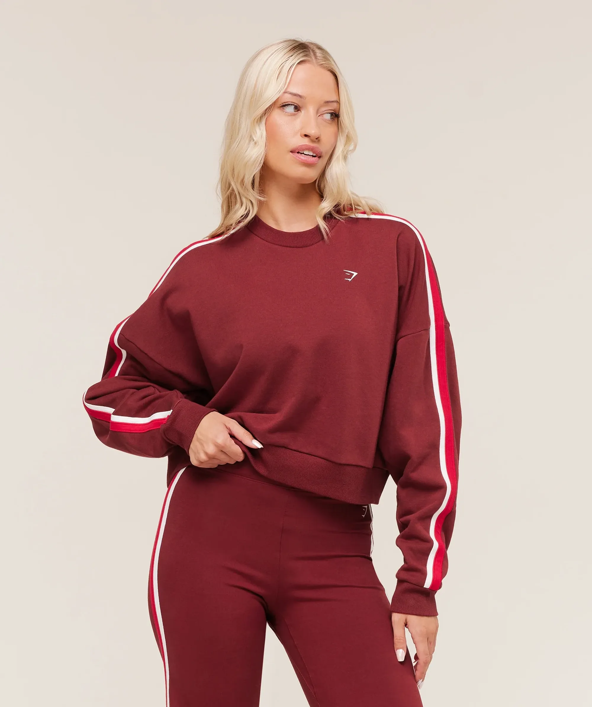 Gymshark Piping Midi Crew Neck - Sets Red/Carmine Red/Soft White