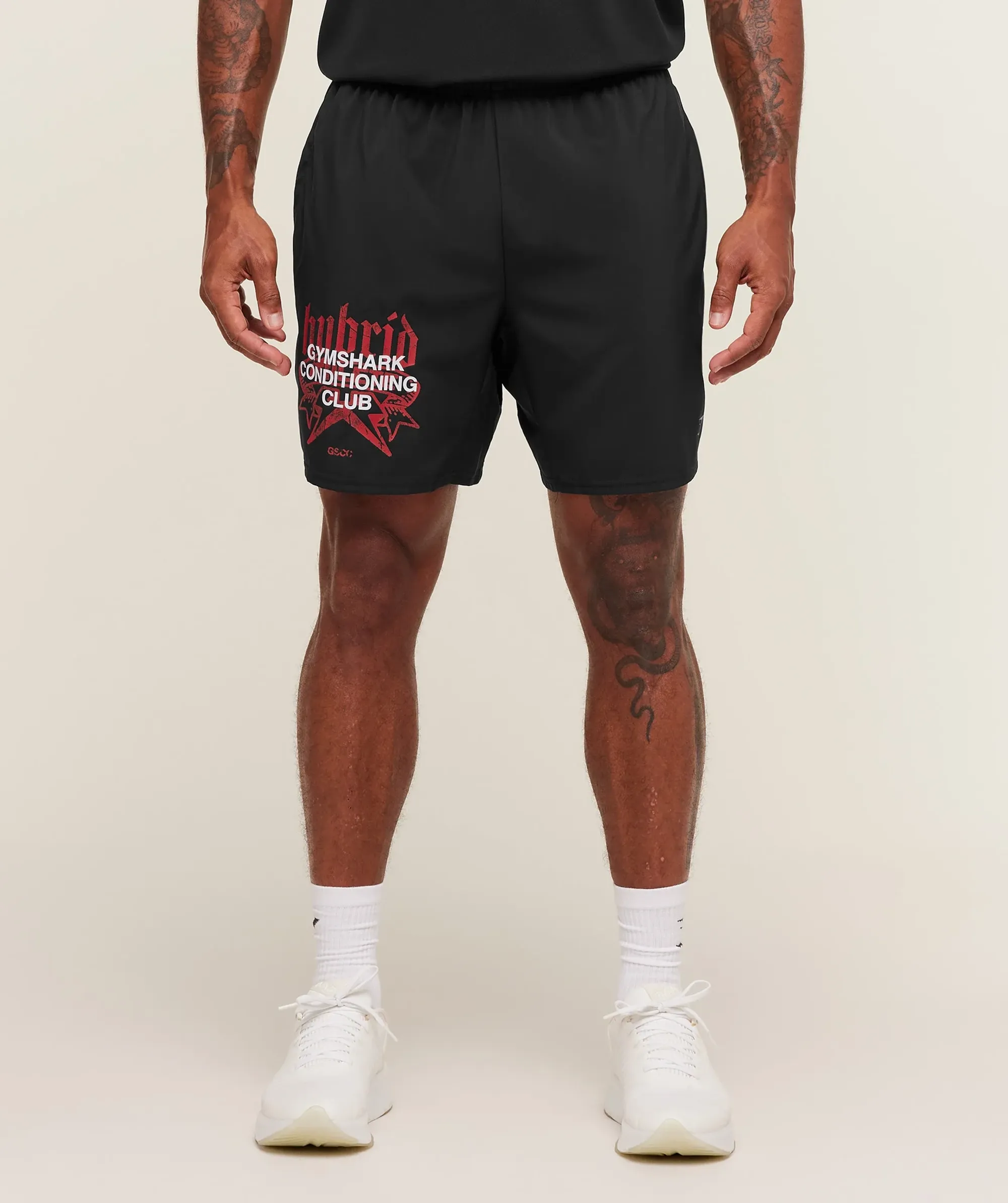 Gymshark Hybrid Graphic 7" Shorts - Black
