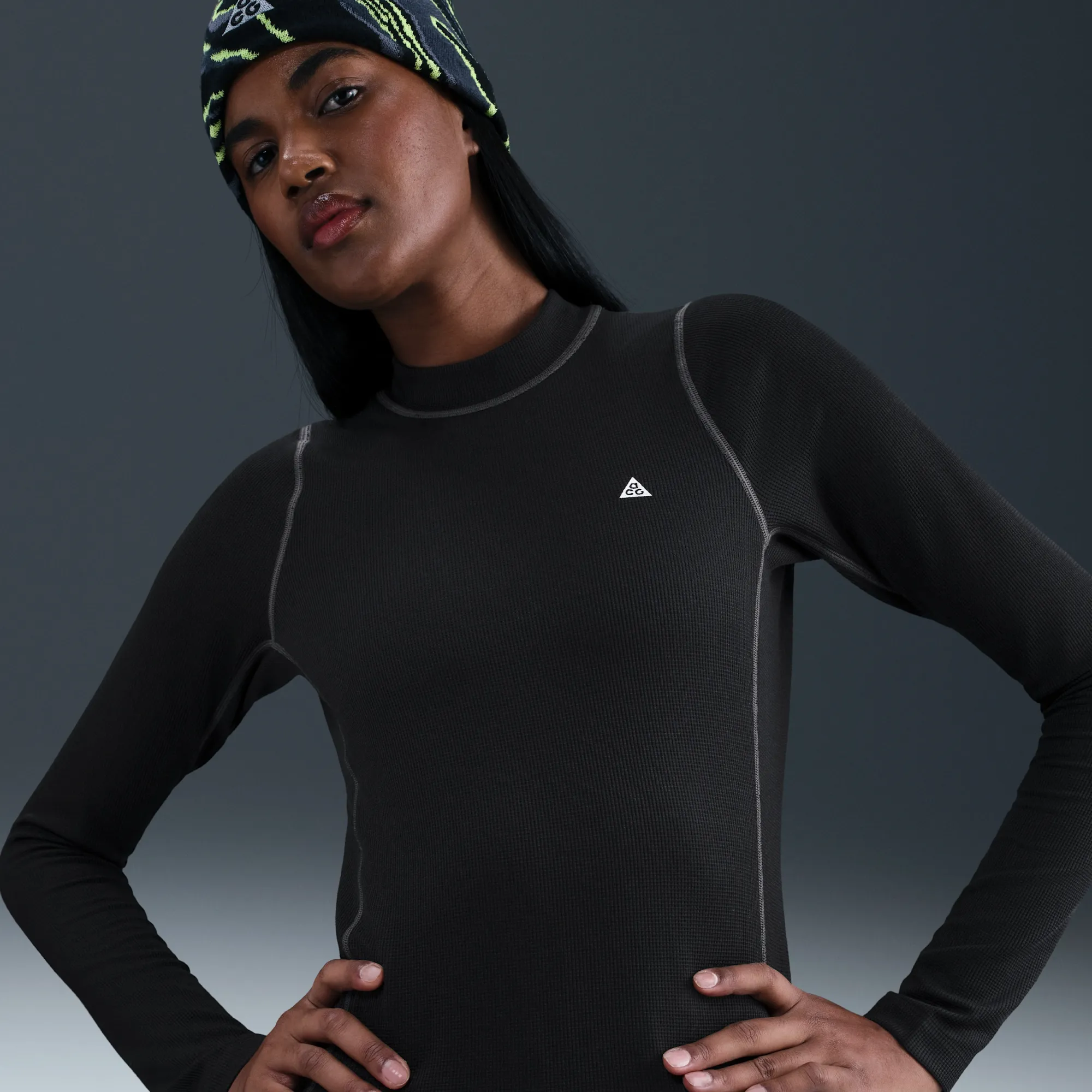 Nike ACG Chinati Women's Dri-FIT ADV Long-Sleeve Base Layer - Black - Polyester/Wool/Elastane