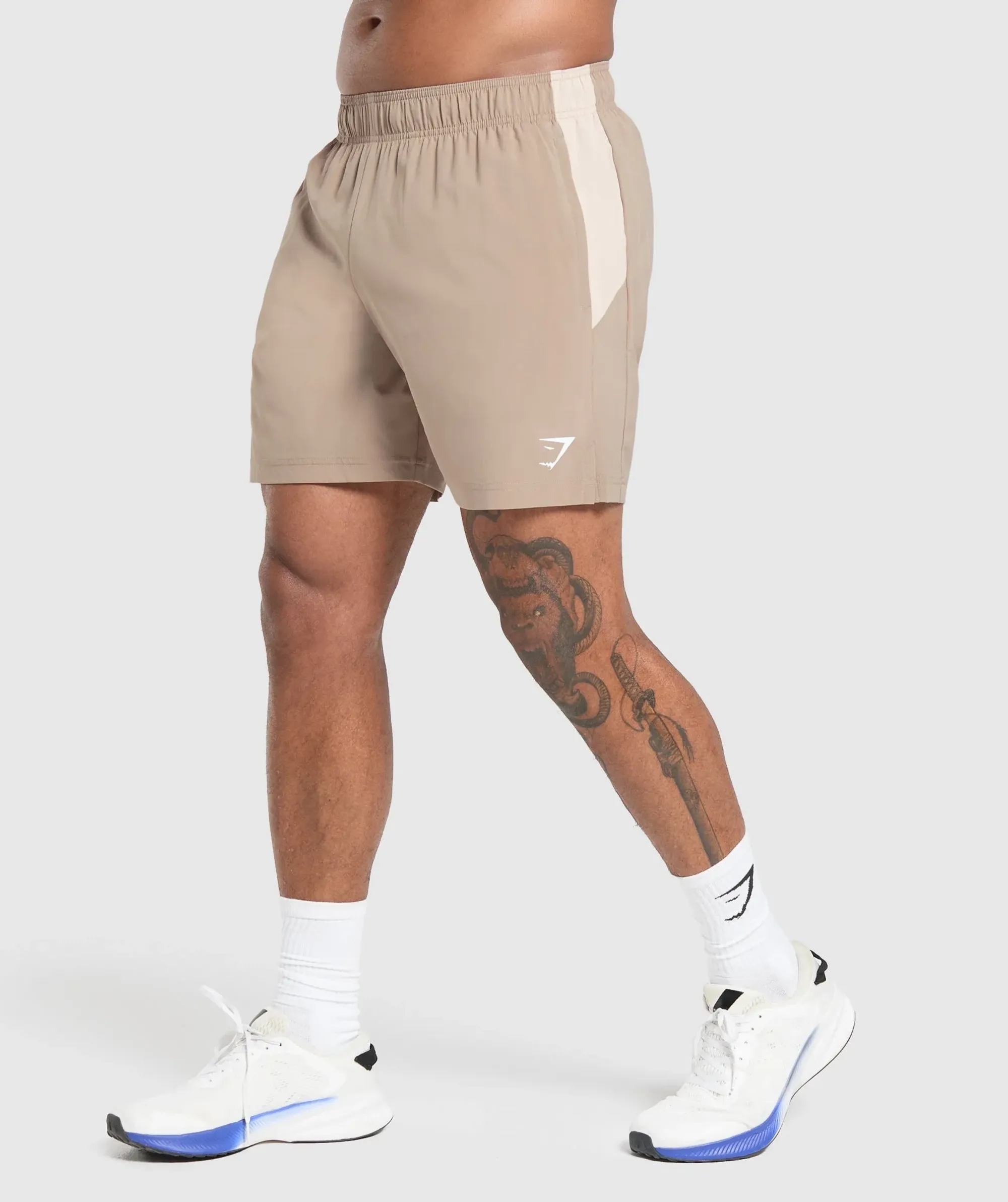 Gymshark Sport Panel 7" Shorts - Cement Brown/Pebble Grey