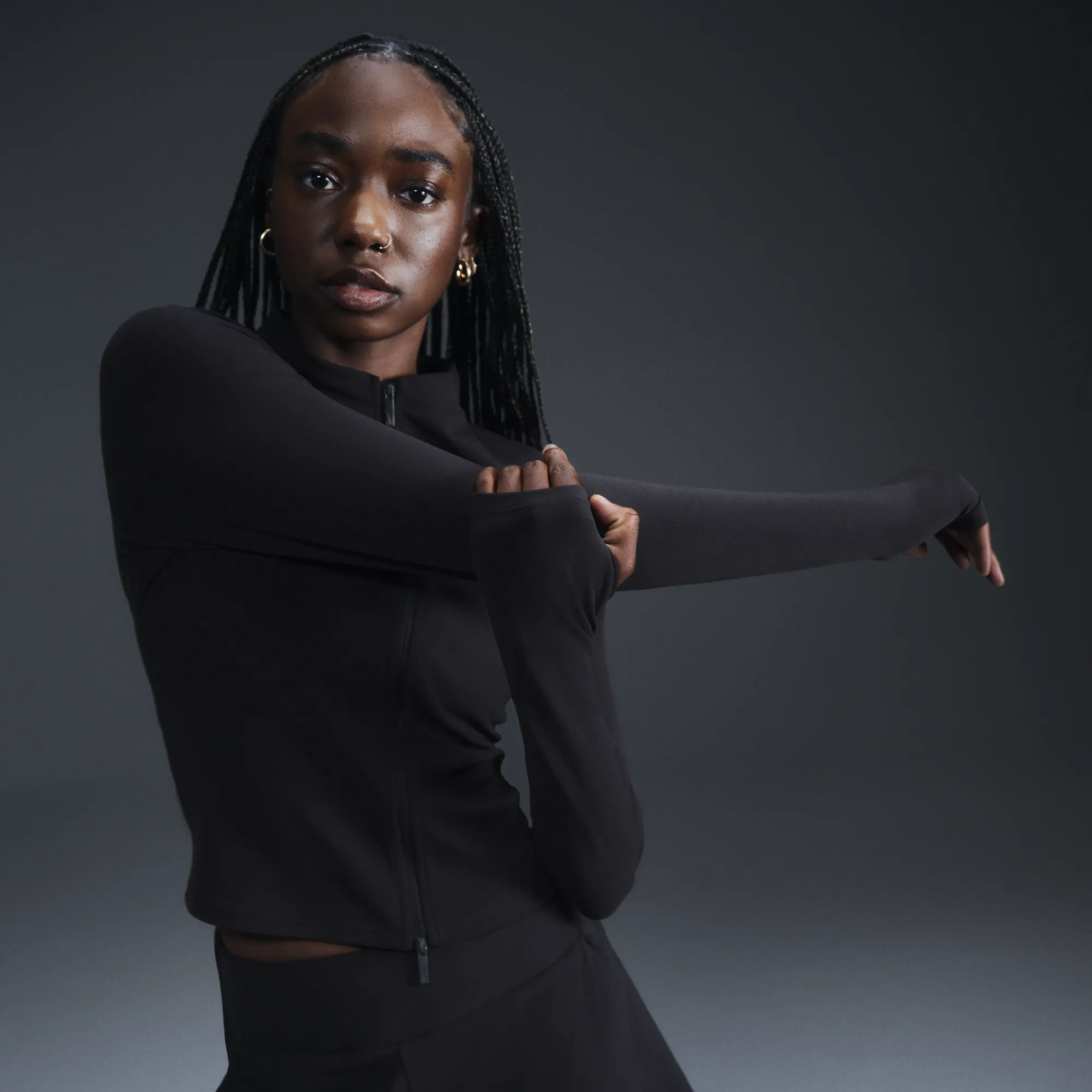 Nike Zenvy Women's Dri-FIT Full-Zip Long-Sleeve Top - Black - Nylon/Elastane