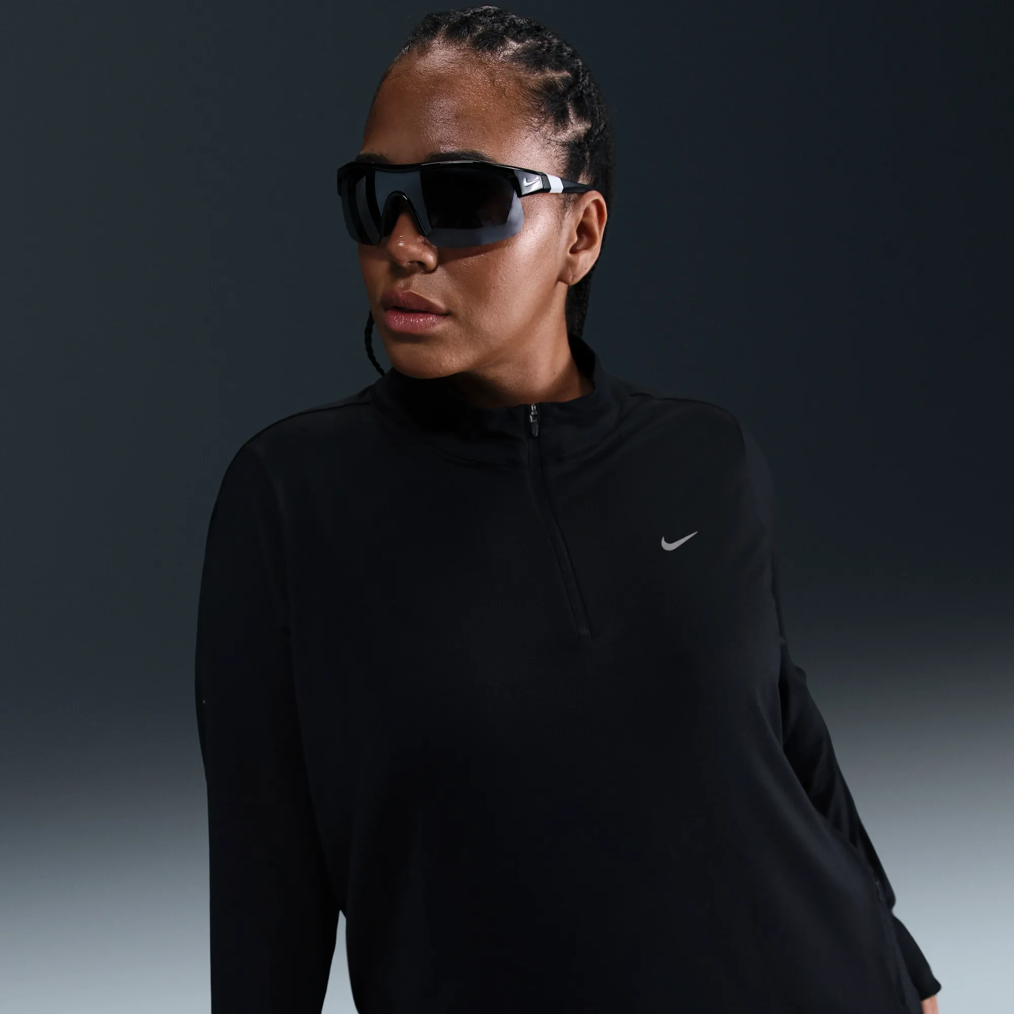 Nike Swift Women's Dri-FIT UV 1/4-Zip Running Top - Black - Polyester/Elastane