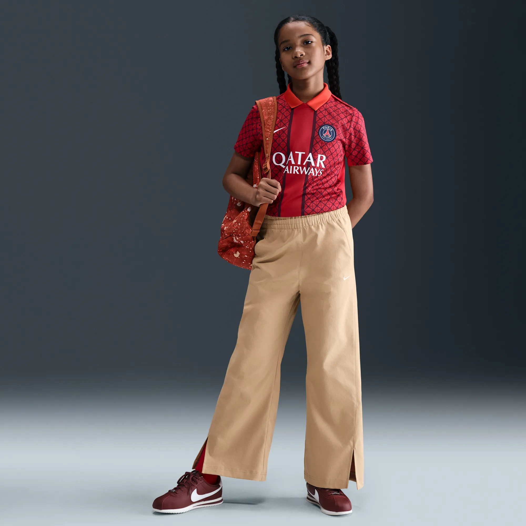 Nike Older Kids' (Girls') Woven Wide-Leg Trousers - Brown - Polyester