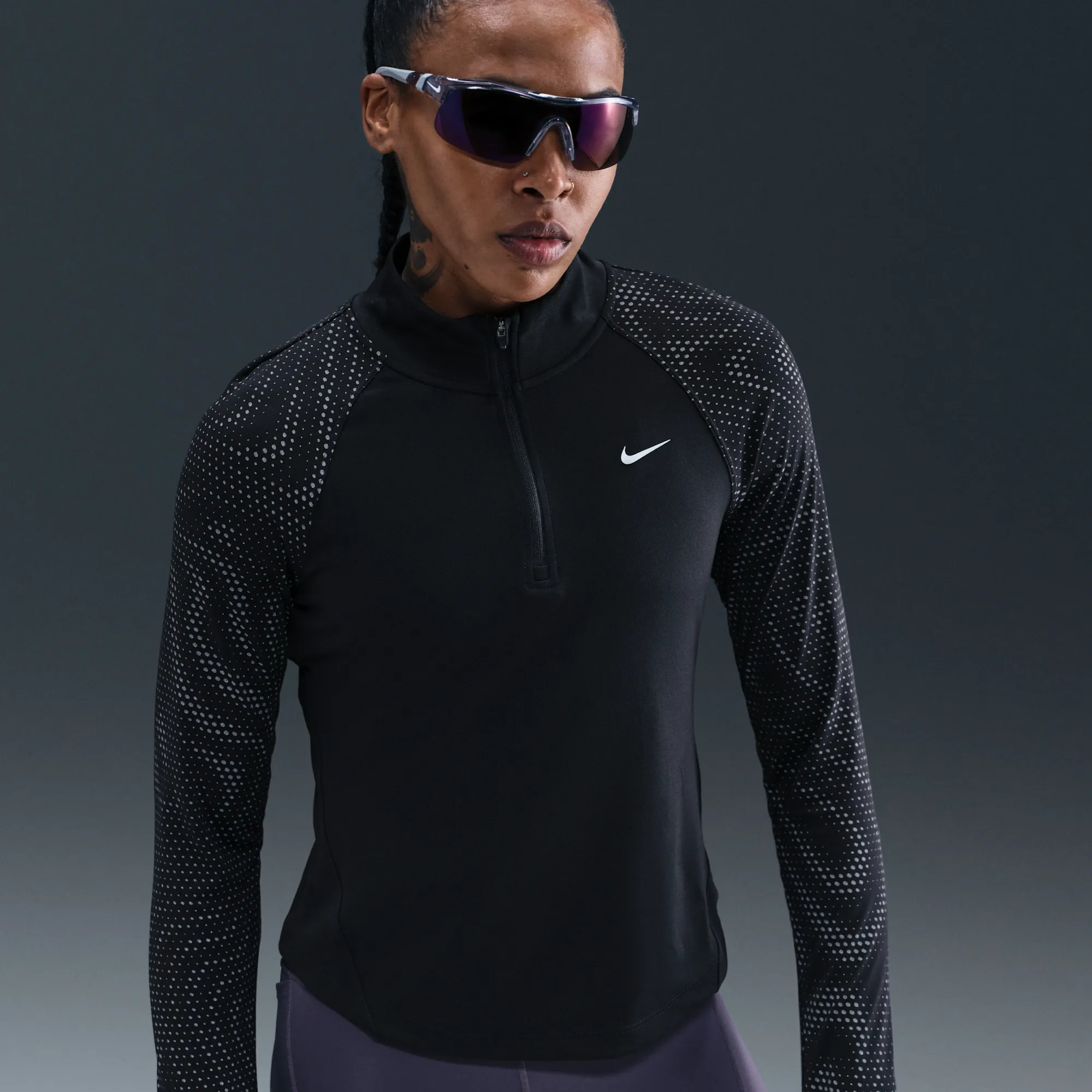 Nike Tempo Flash Women's Dri-FIT 1/4-Zip Running Top - Black - Polyester