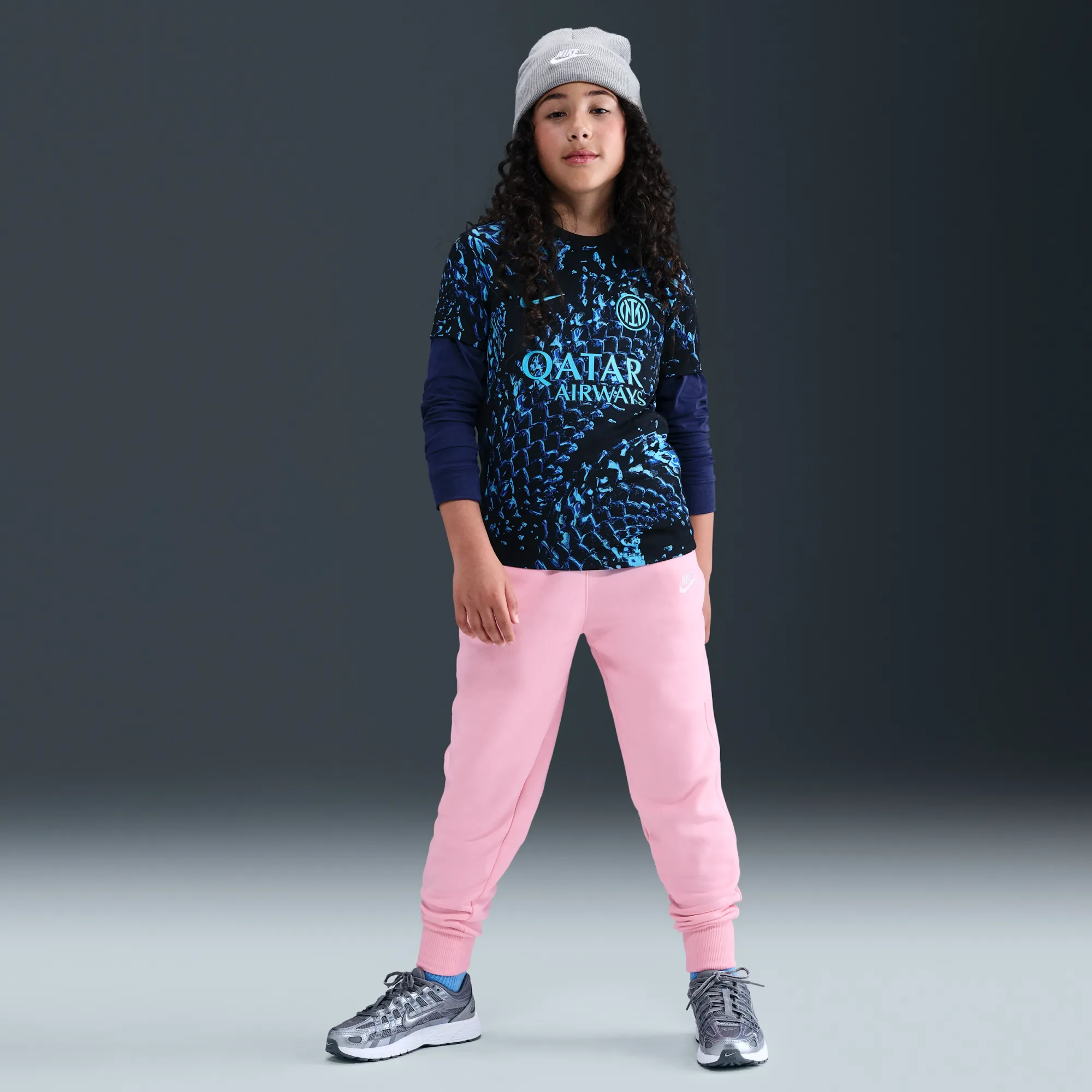 Nike Club Fleece Older Kids' (Girls') High-Waisted Fitted Trousers - Pink - Cotton/Polyester