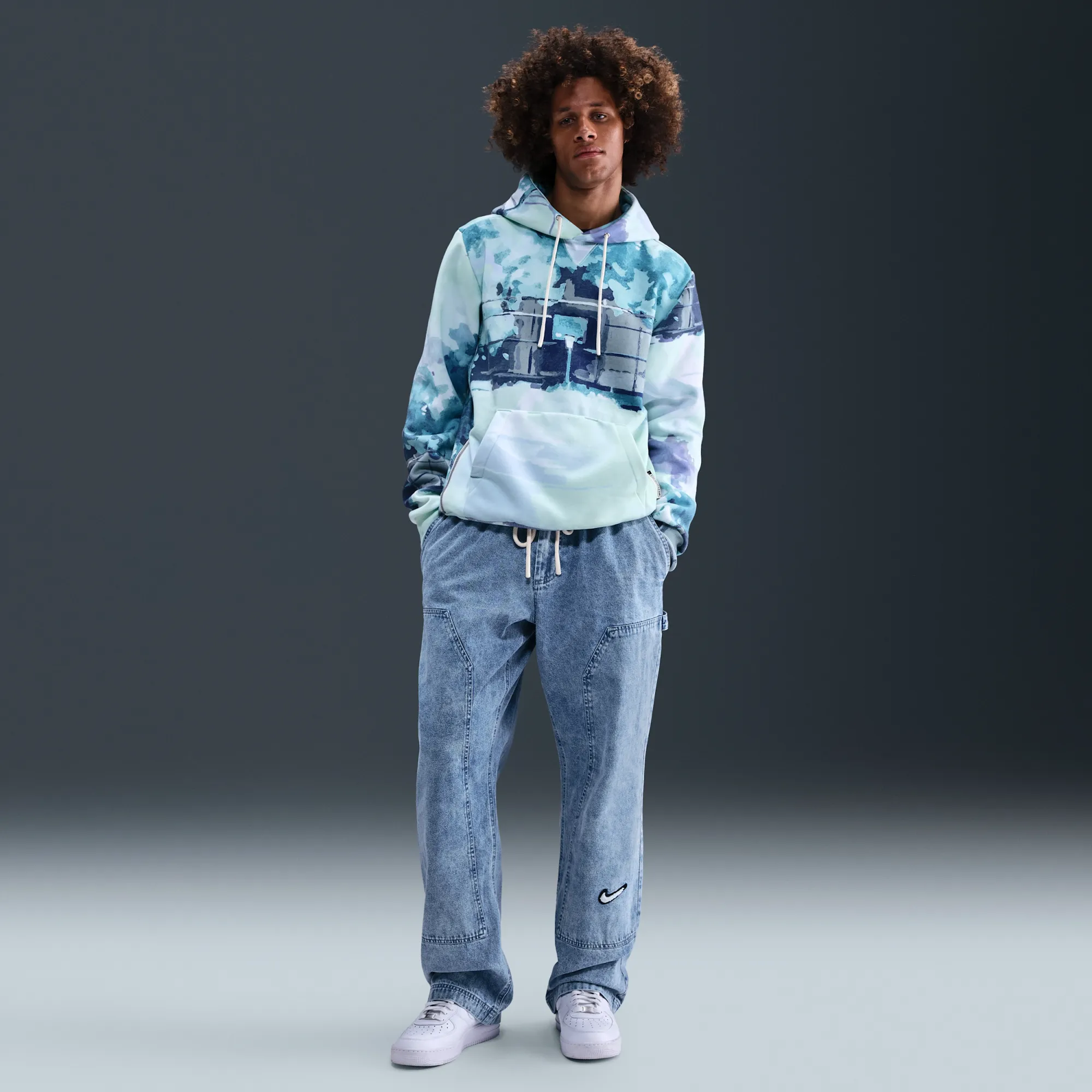 Nike Men's Denim Basketball Trousers - Blue - Cotton