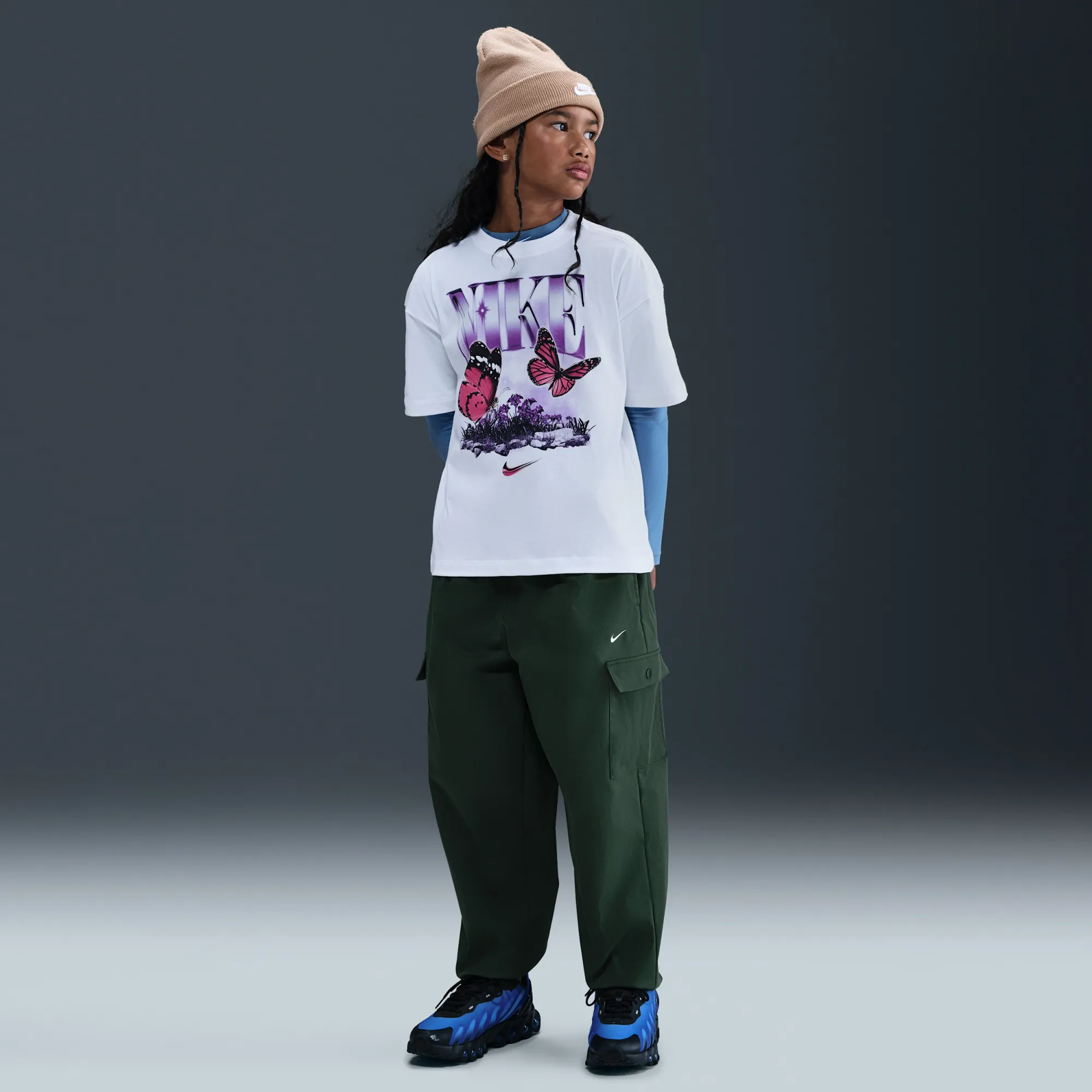 Nike Girls' Cargo Trousers - Green - Polyester