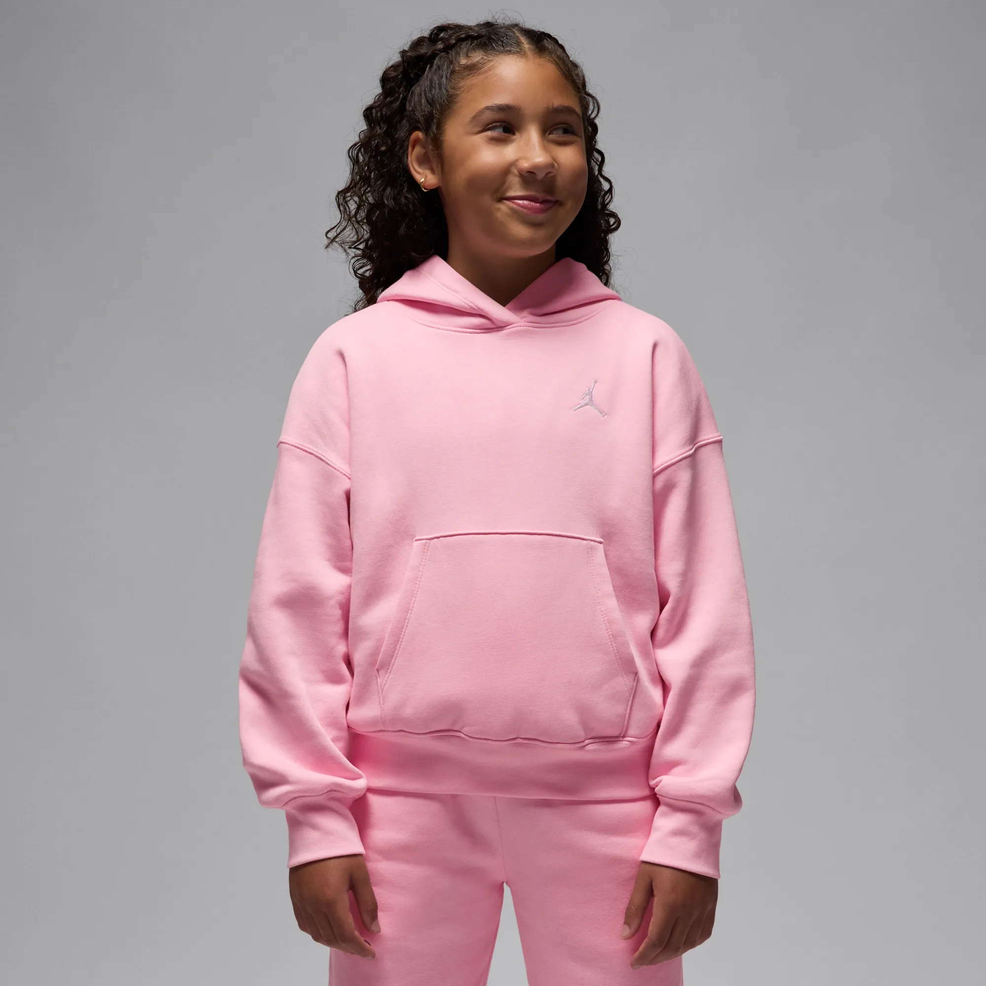 Nike Jordan Brooklyn Fleece Older Kids' Pullover Hoodie - Pink - Cotton