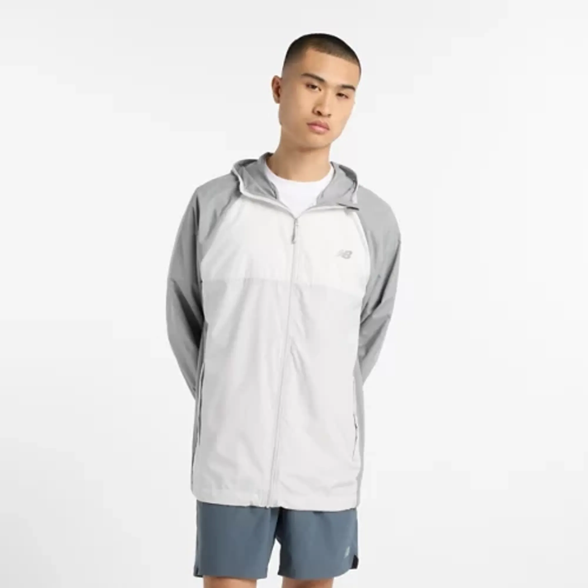 New Balance Men's Athletics Packable Jacket in Grey Polyester