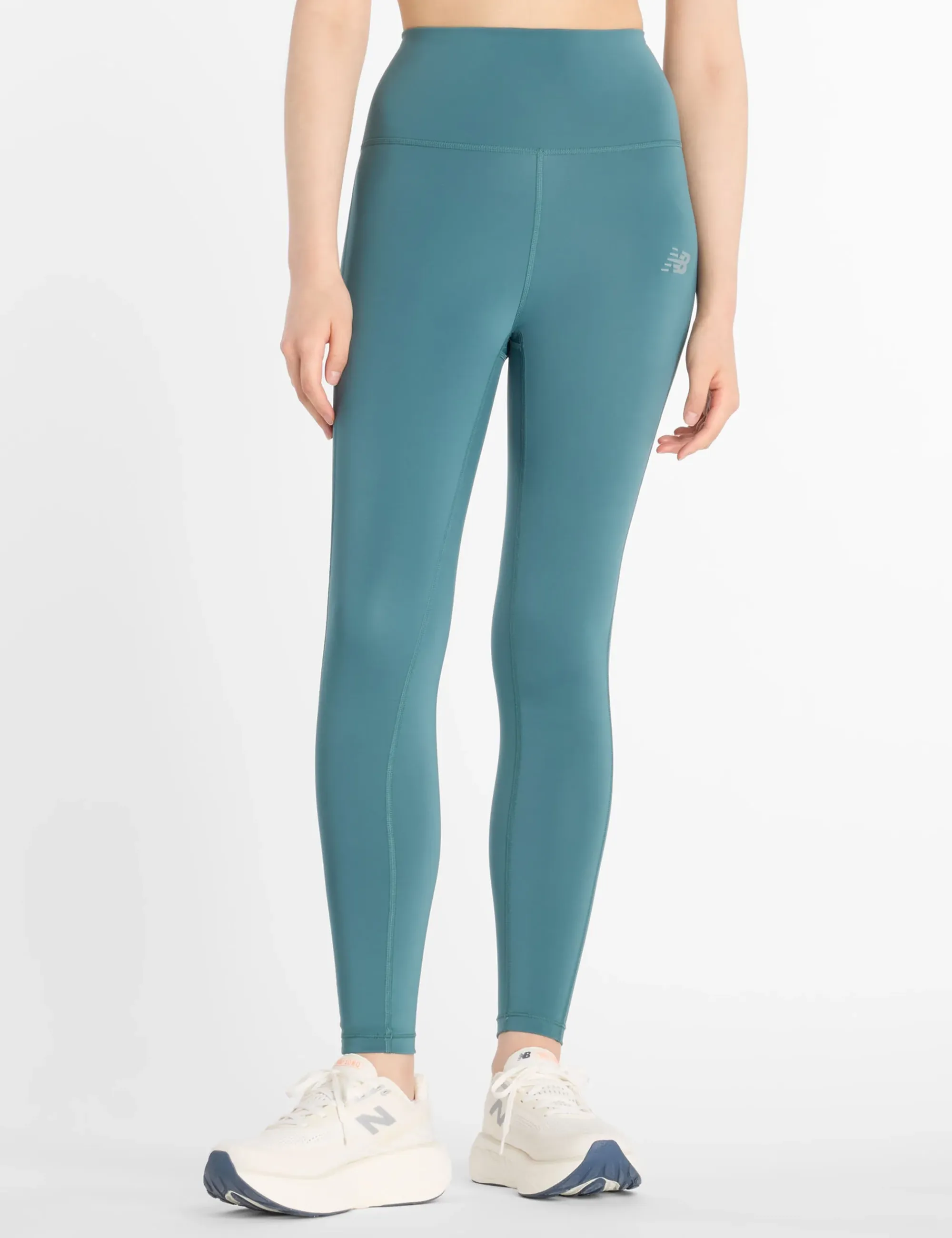 New Balance Women's Sport High Rise Legging 25" in Green Poly Knit