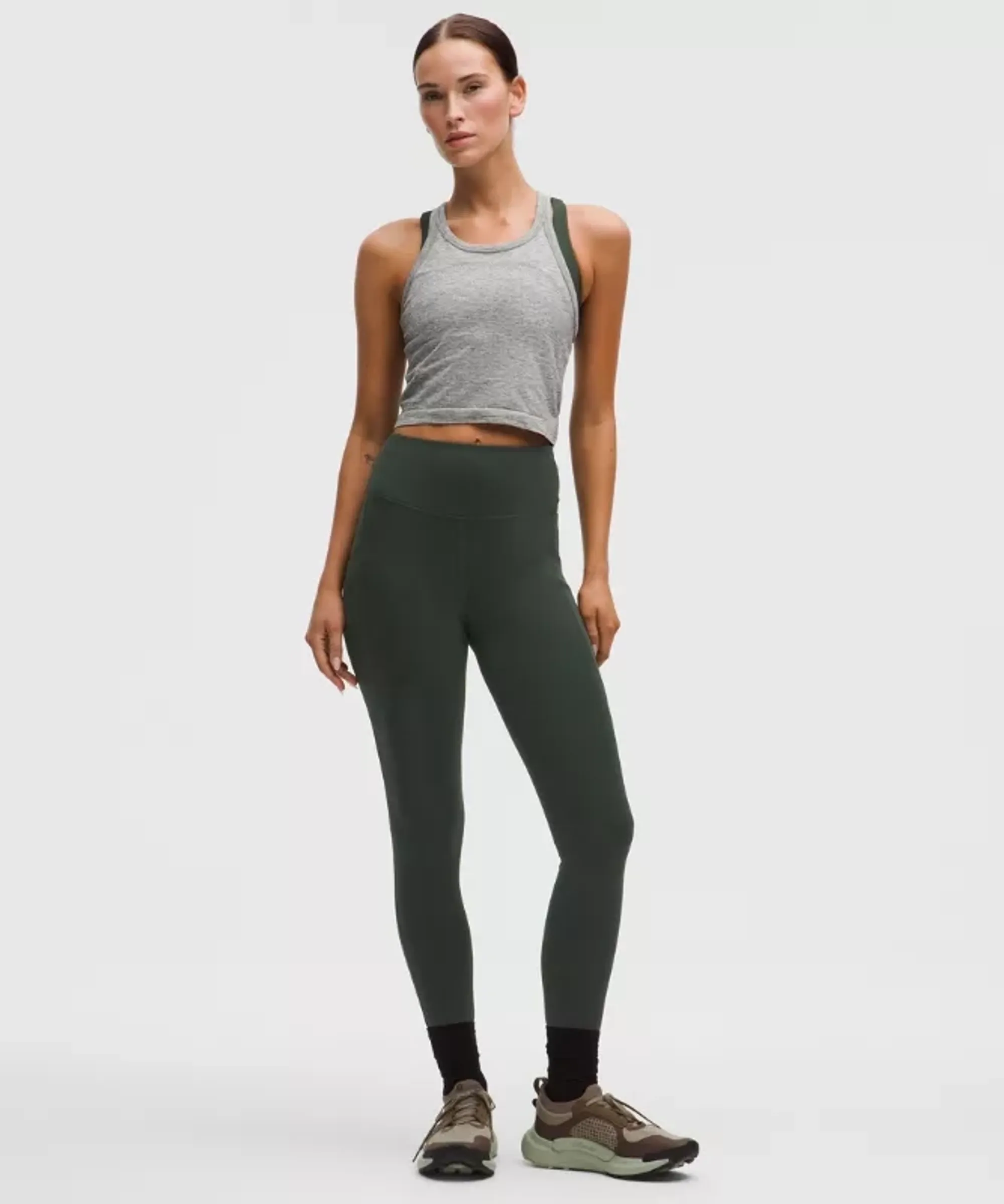 lululemon – Women's Fast and Free High-Rise Thermal Tight Leggings 5 Pocket – 28" – Color Green – Size 10