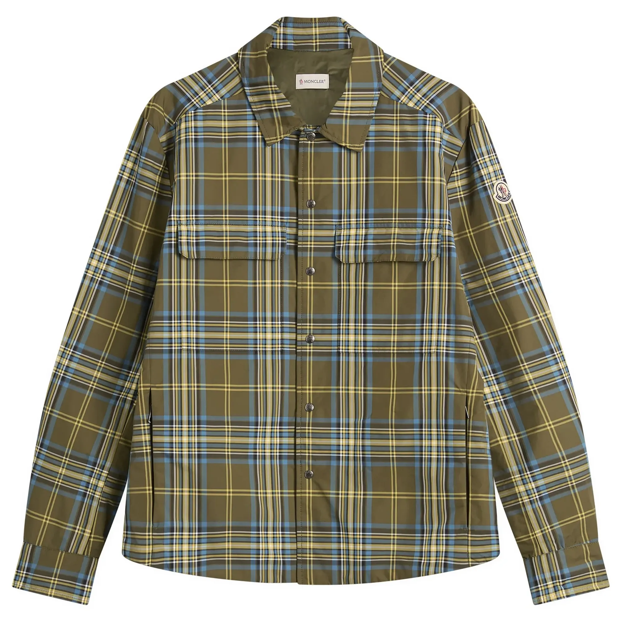 Moncler Men's Eco Nylon Check Shirt Jacket Green