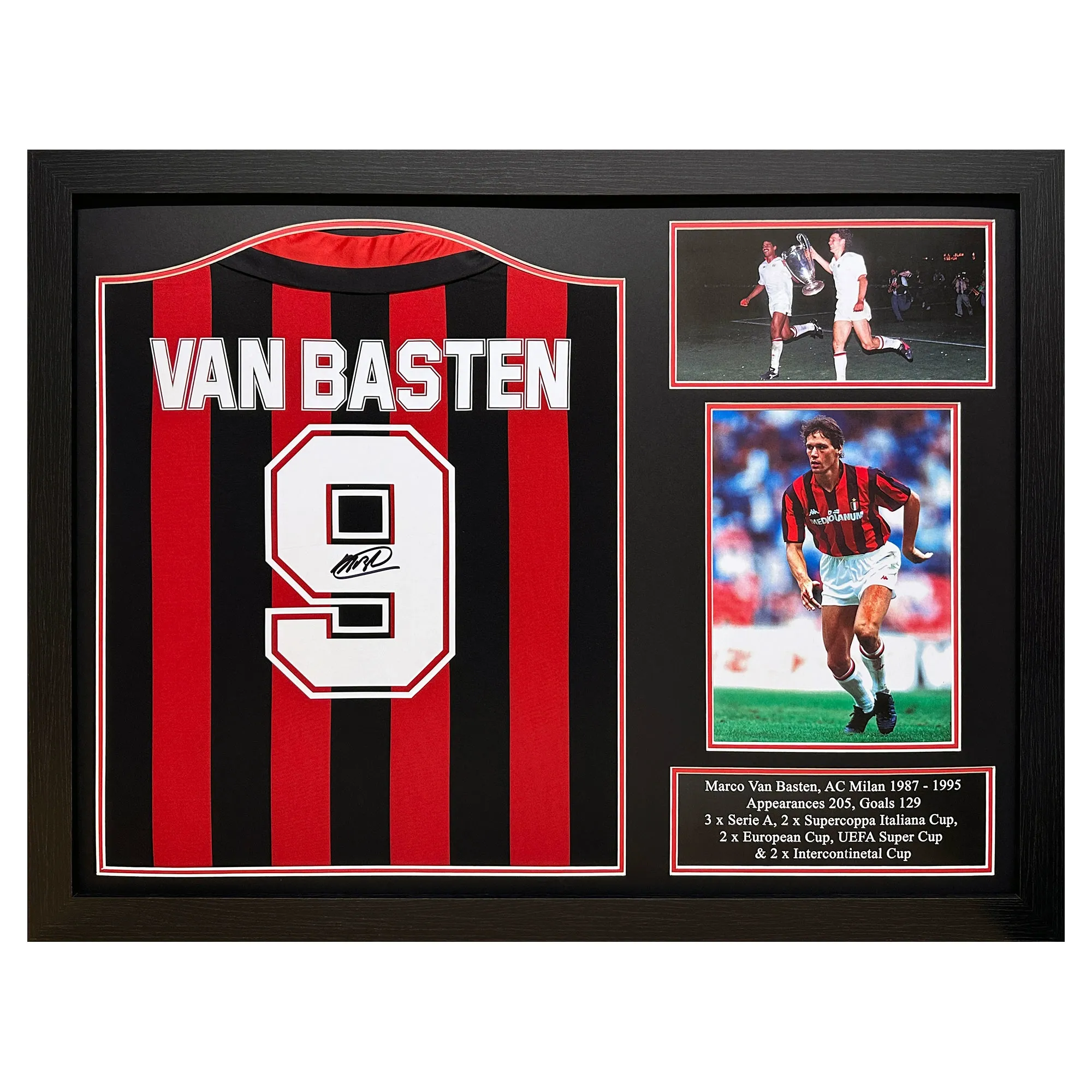 Marco Van Basten Signed 1988 AC Milan Home Shirt - Framed