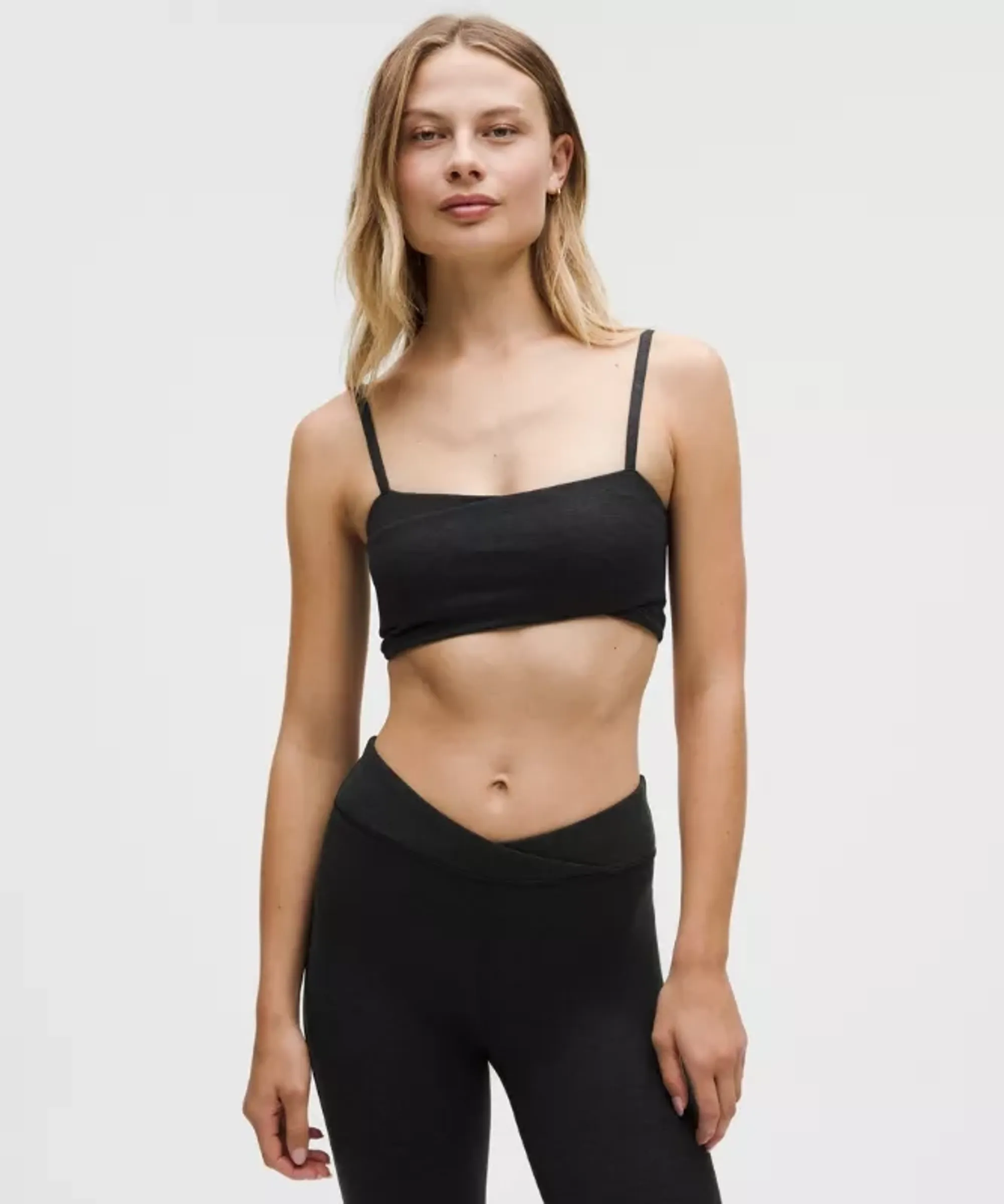 lululemon – Women's Softy Suedey Wrap-Front Sports Bra Light Support, B/C Cup – Color Black – Size Medium