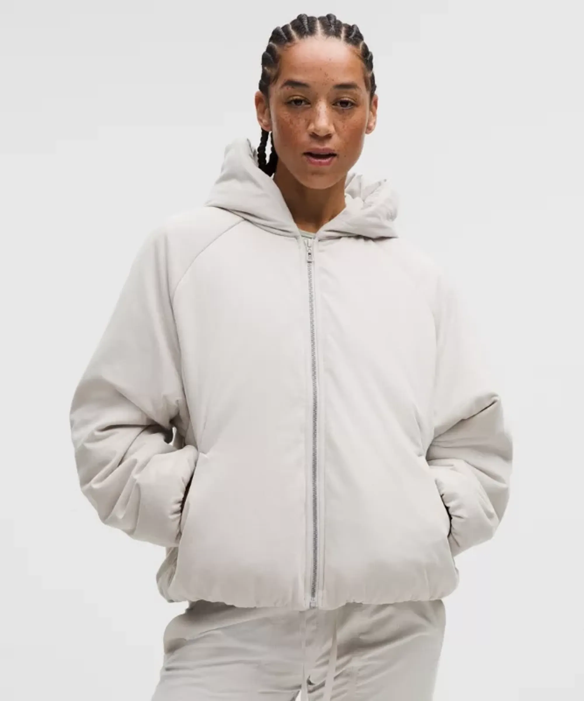 lululemon – Women's Insulated Full-Zip Hoodie – Color Grey/White – Size Large