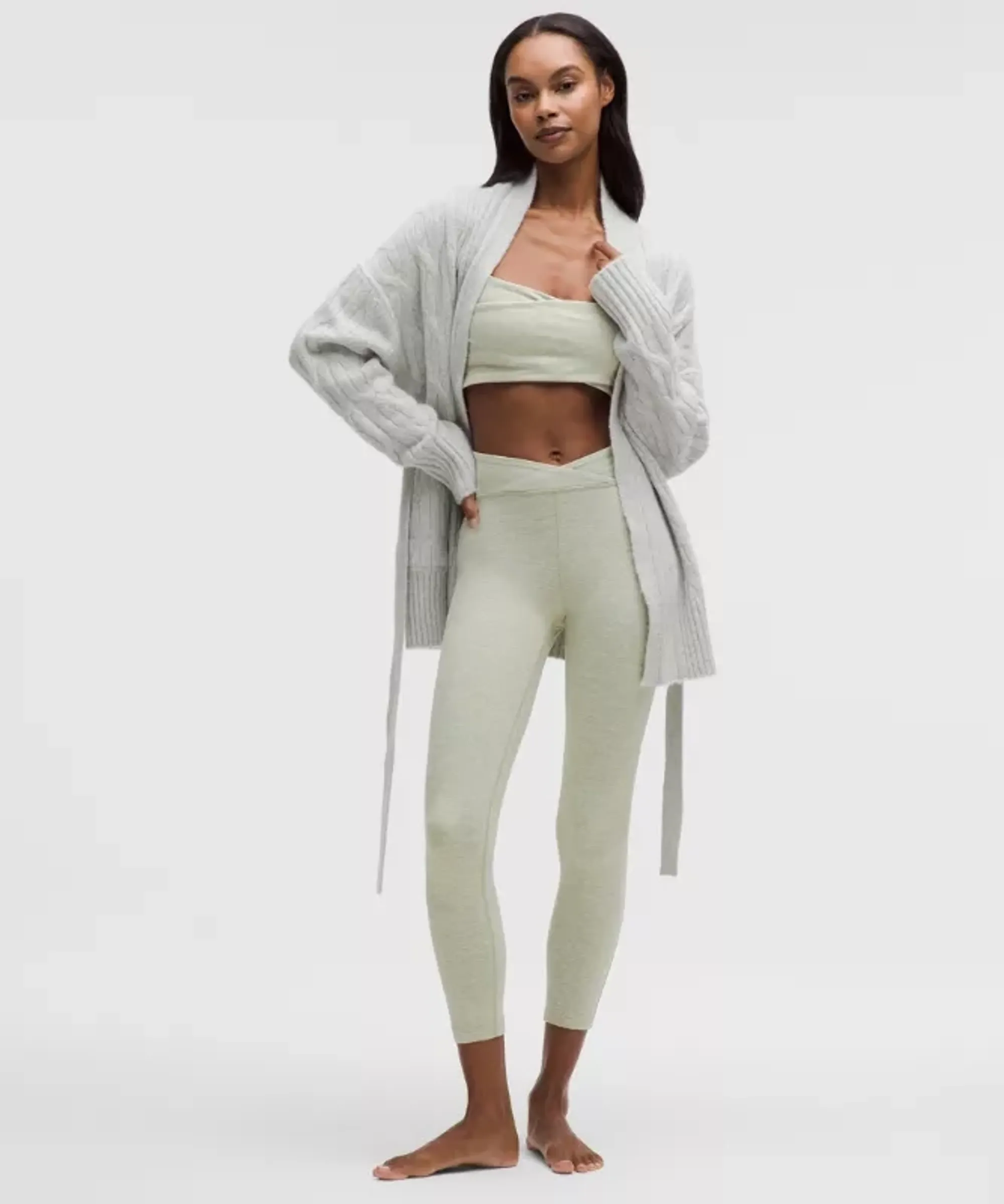 lululemon – Women's Softy Suedey Cross-Waist Tight Leggings – 25" – Color Green/White/Pastel – Size 0