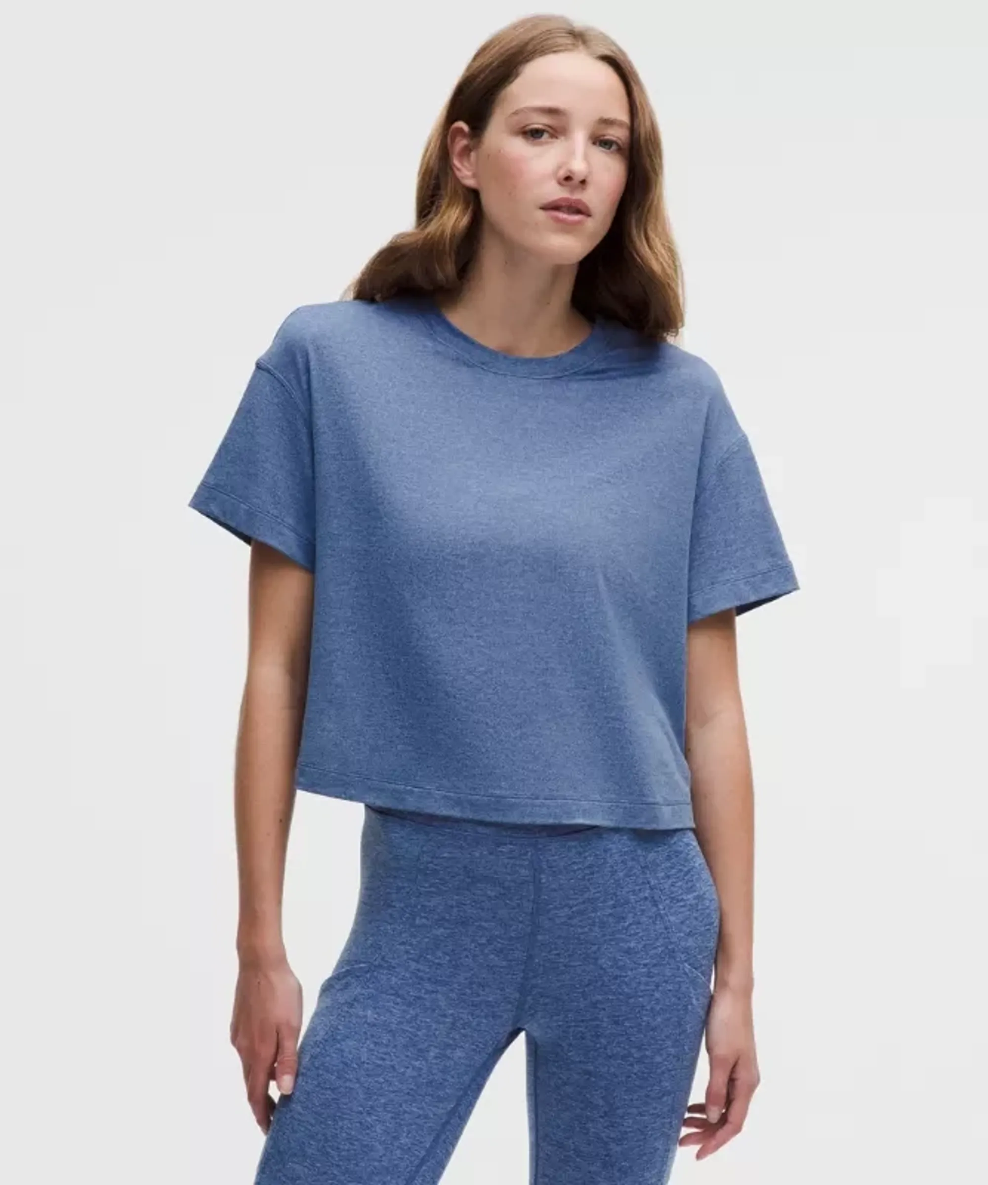 lululemon – Women's Softy Suedey Relaxed Short-Sleeve Shirt – Color Blue/Neon – Size Large