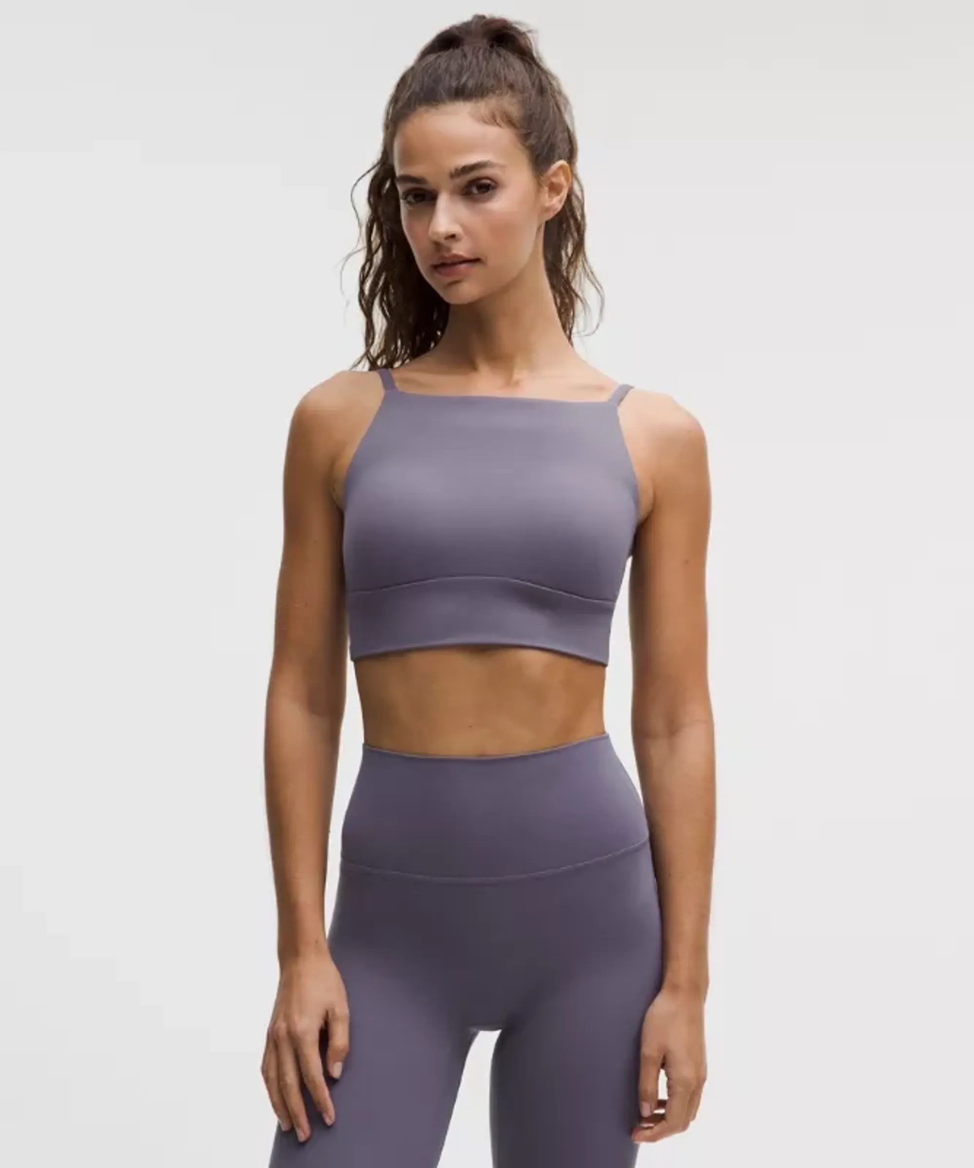 lululemon – Women's Focuser High-Neck Sports Bra Light Support, A/B Cup – Color Purple – Size Large