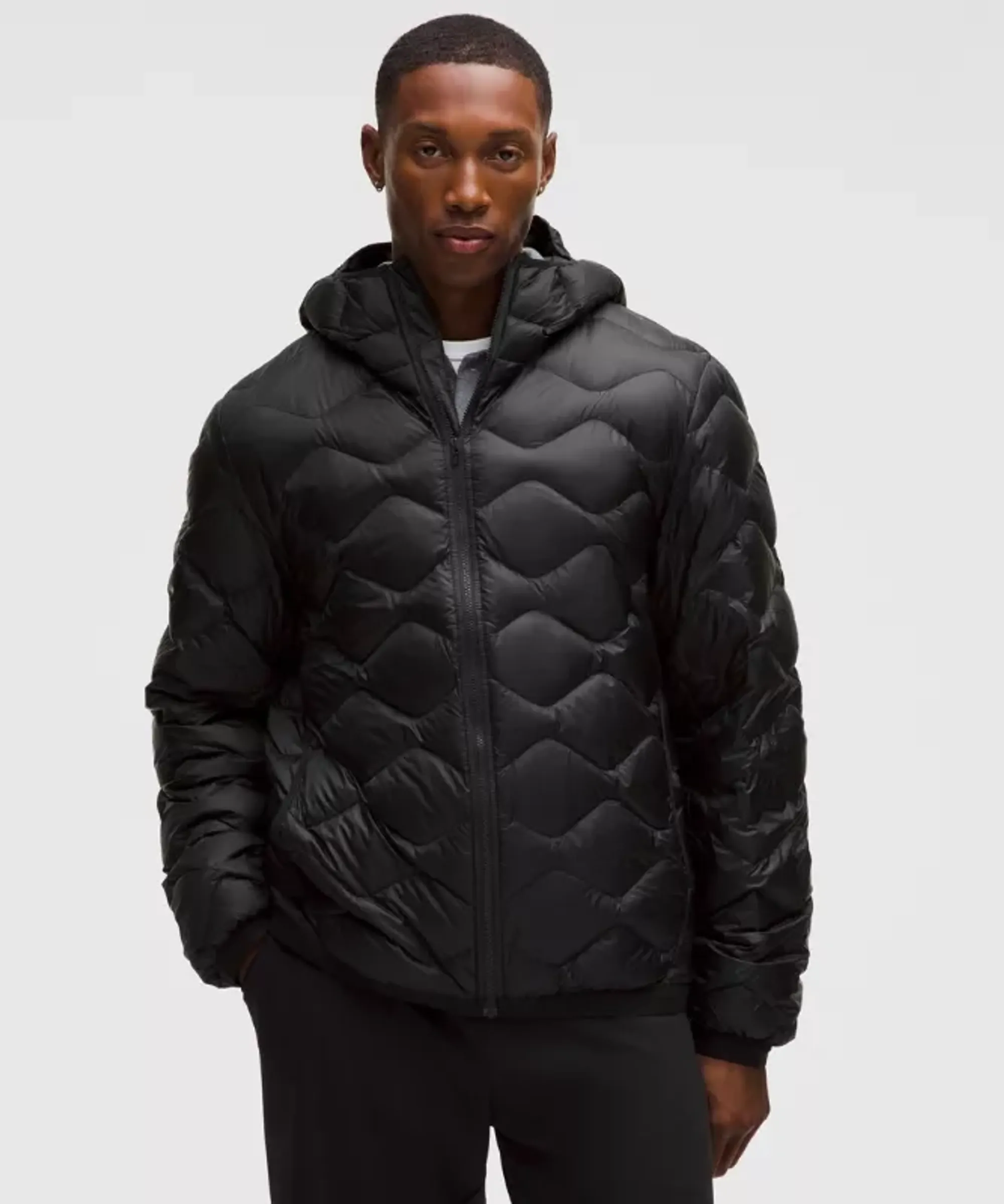 lululemon – Men's Featherweight 900-Down-Fill Quilted Hooded Jacket – Color Black – Size Large