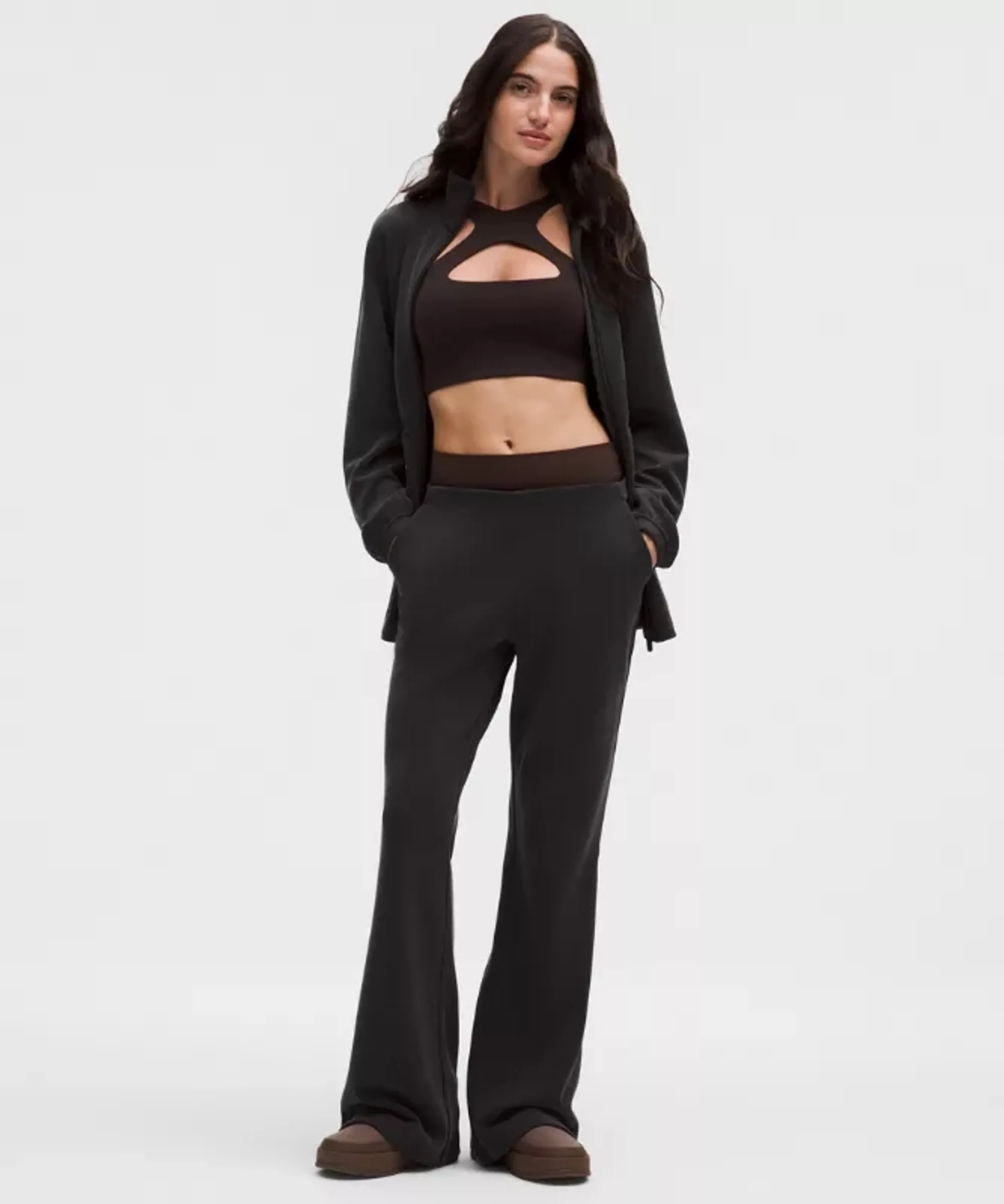 lululemon – Women's Brushed Softstreme Mid-Rise Flared Pants Regular – Color Black – Size Large