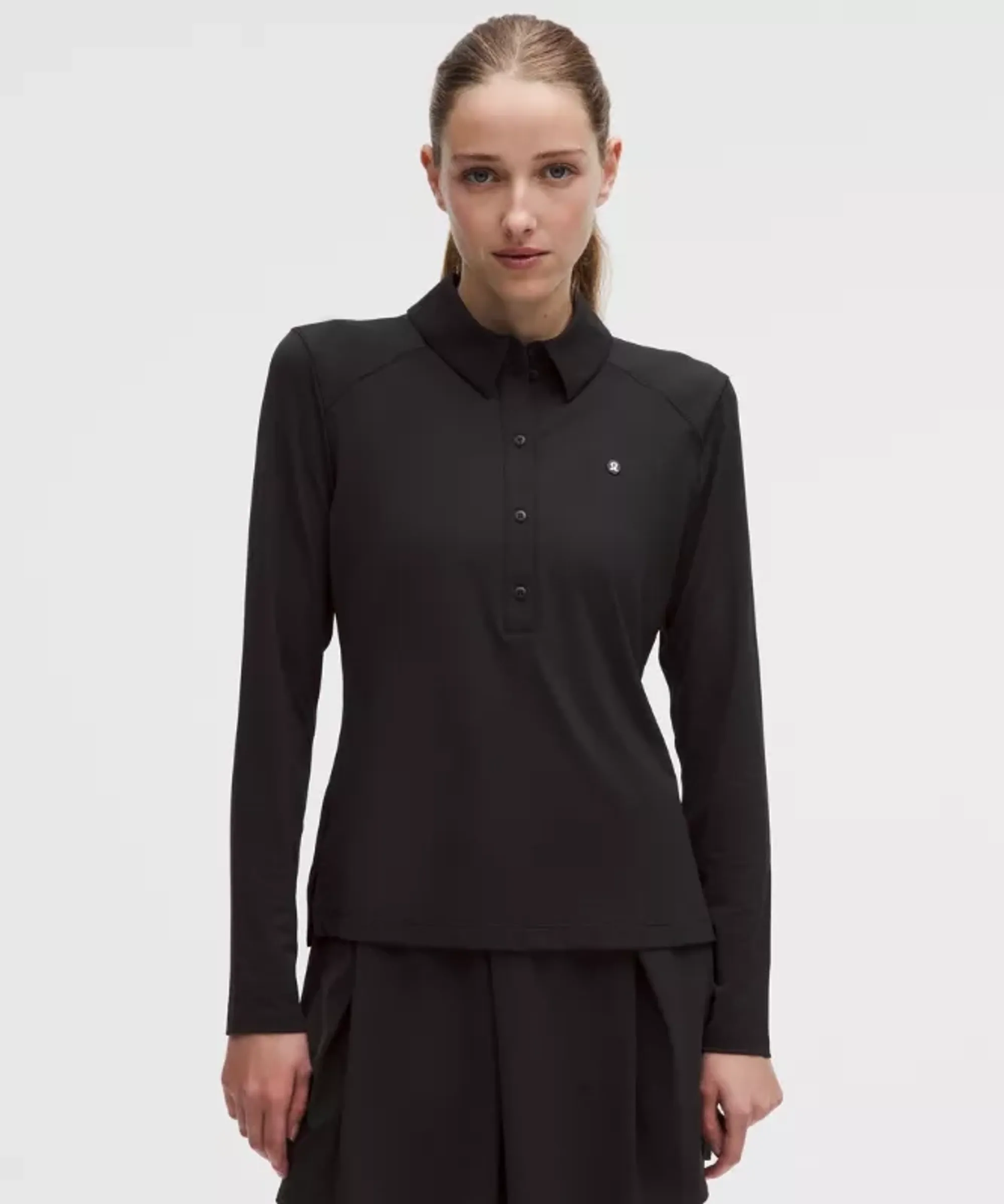 lululemon – Women's Quick-Dry Long-Sleeve Polo Shirt Straight Hem – Color Black – Size 0