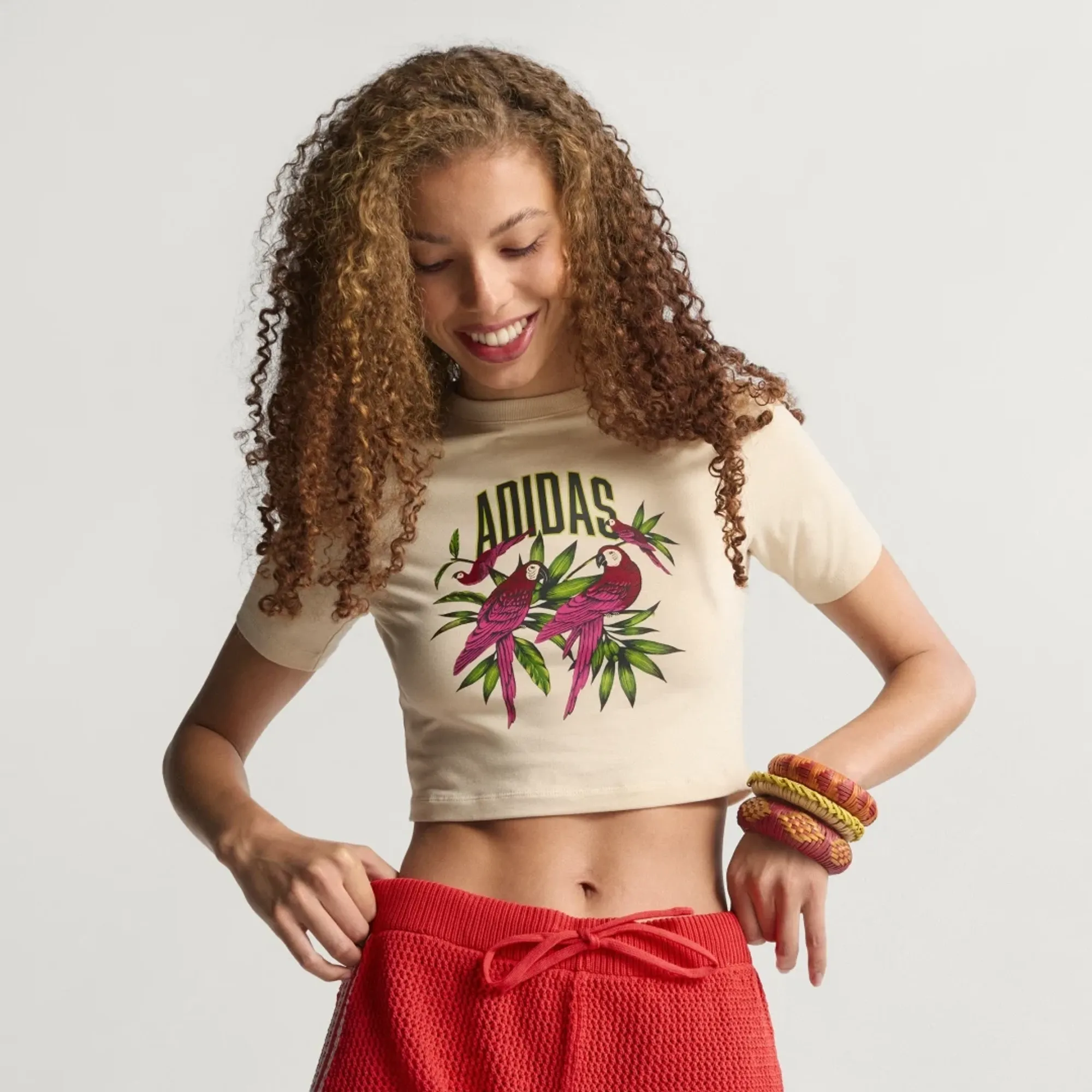 adidas ADIDAS x FARM RIO GRAPHIC CROPPED T-SHIRT