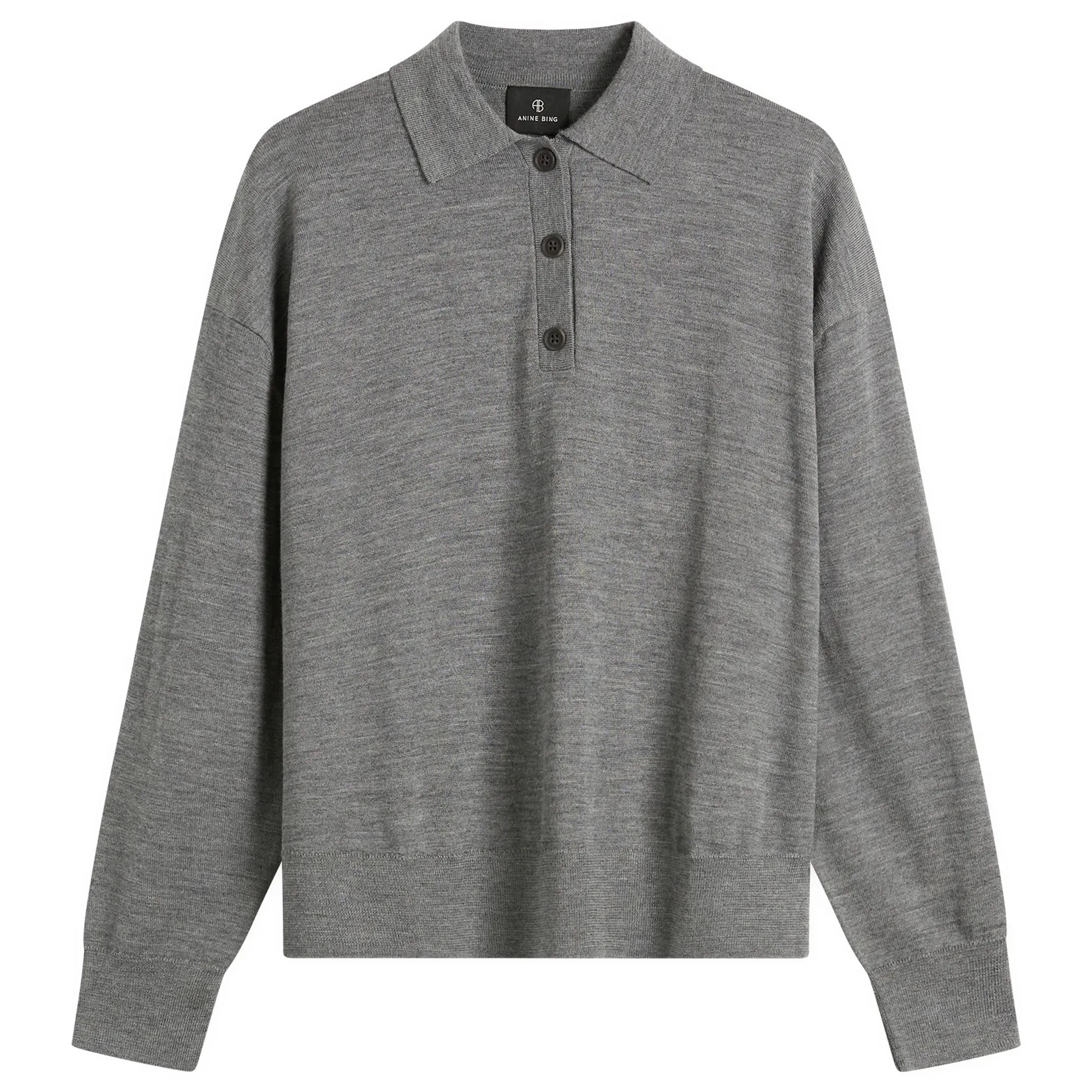 Anine Bing Women's Lee Polo Sweater Grey Melange