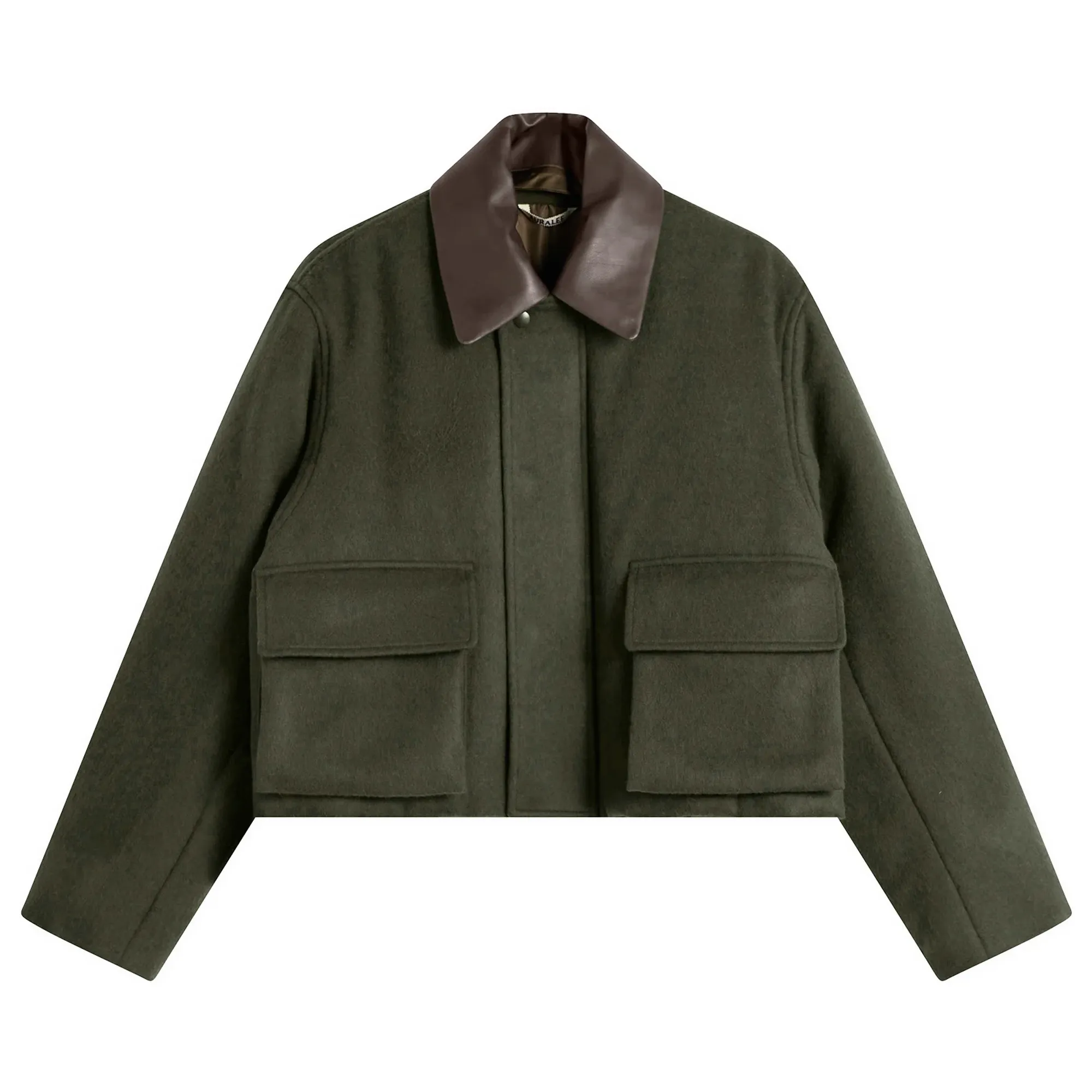 Auralee Women's Flannel Padded Short Jacket Dark Olive