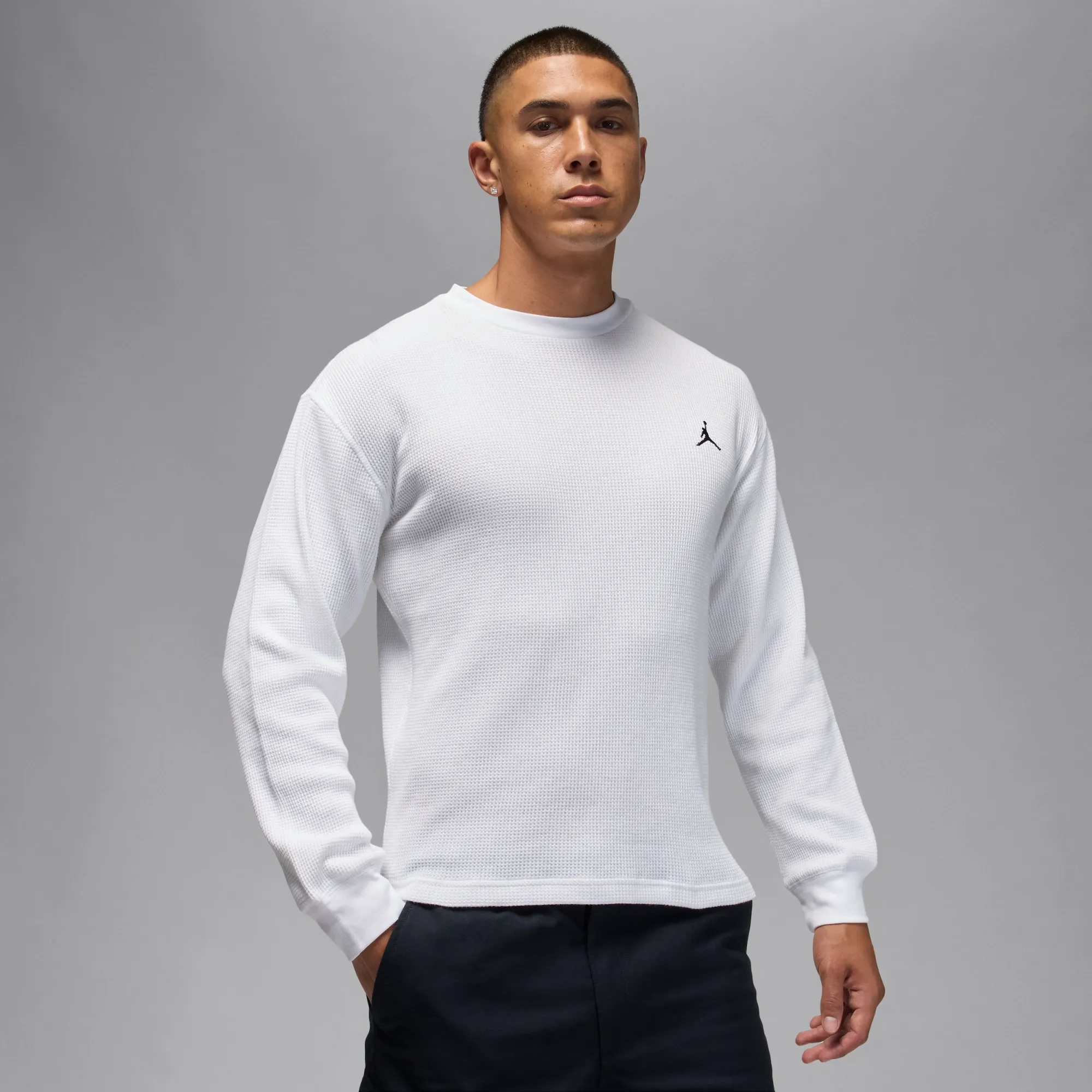 Nike Jordan Flight Mountainside Men's Long-Sleeve Waffle Shirt - White - Cotton