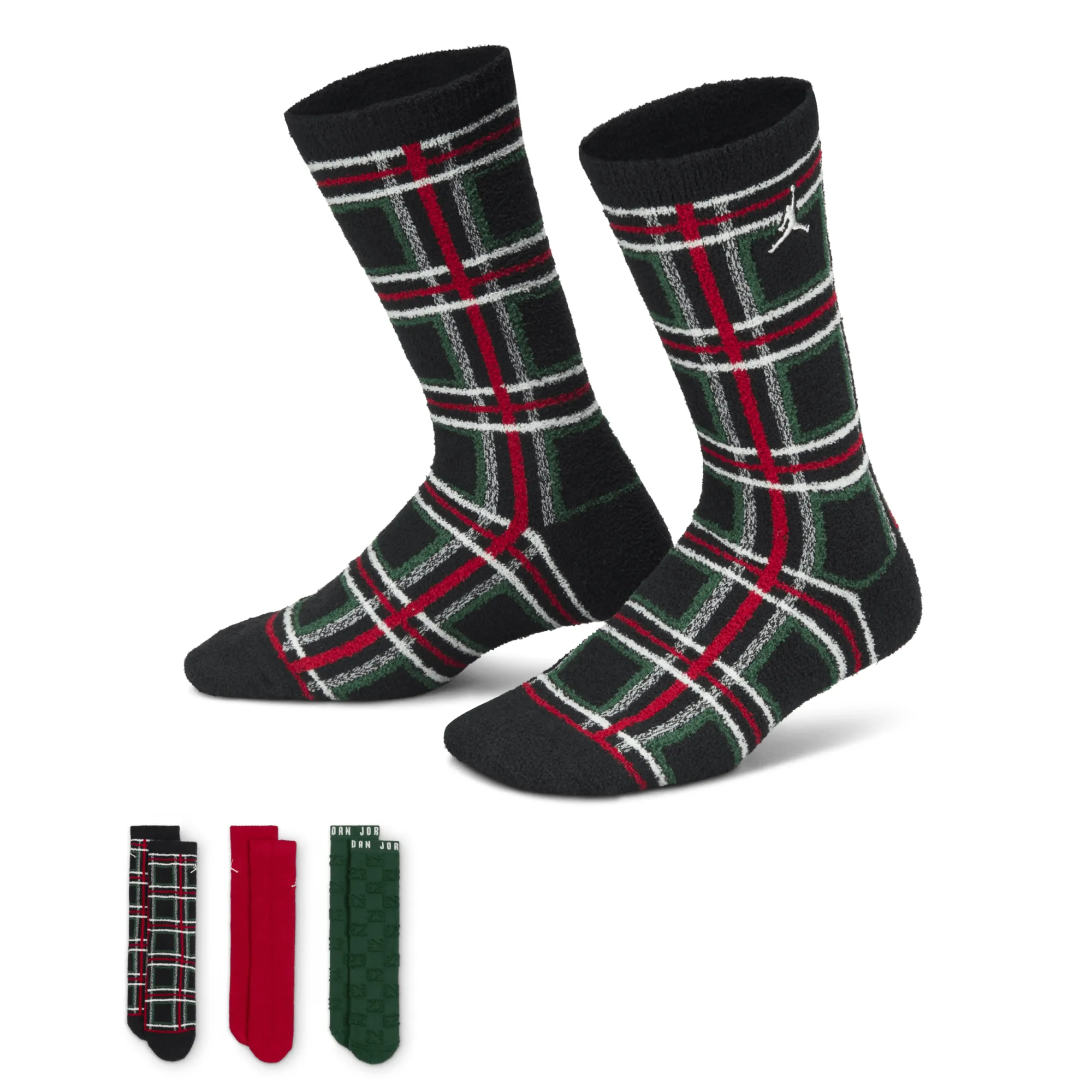 Nike Jordan Older Kids' Festive Crew Socks (3 Pairs) - Black