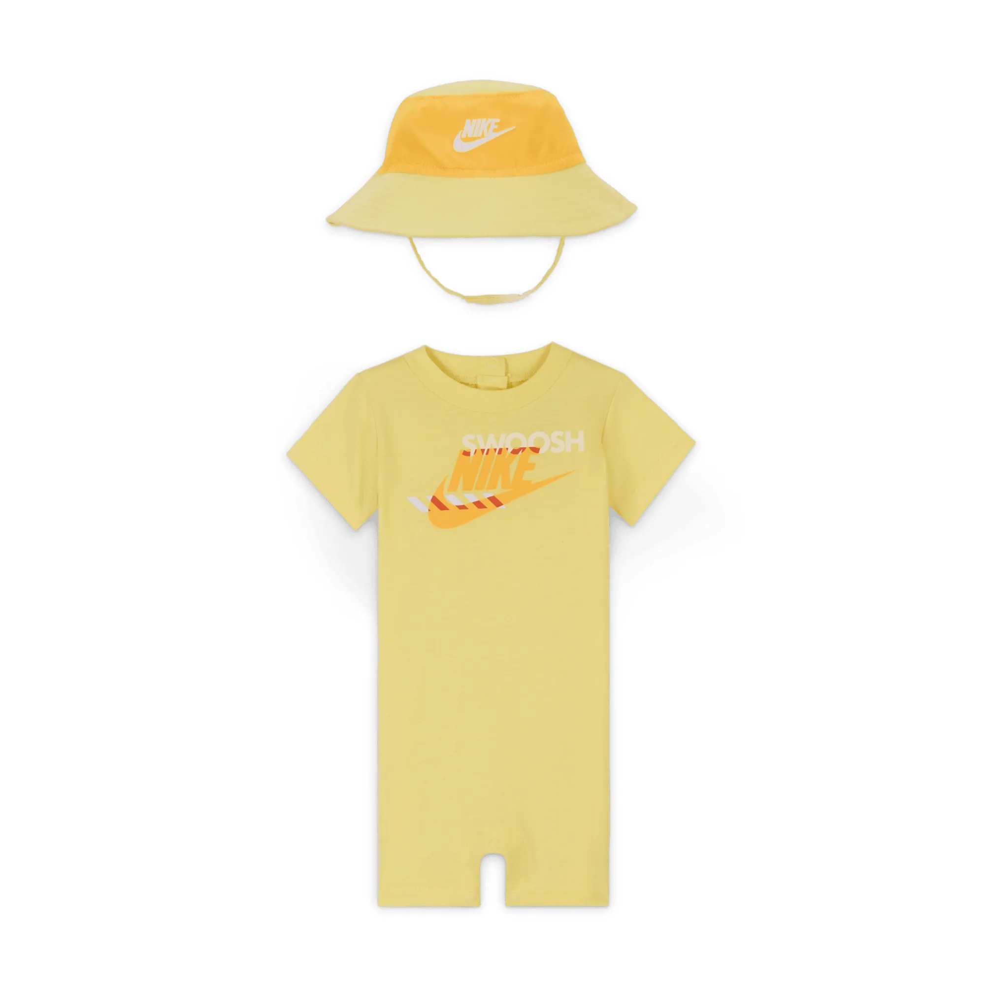 Nike PE Baby (0–9M) Romper and Bucket Hat Set - Yellow - Cotton
