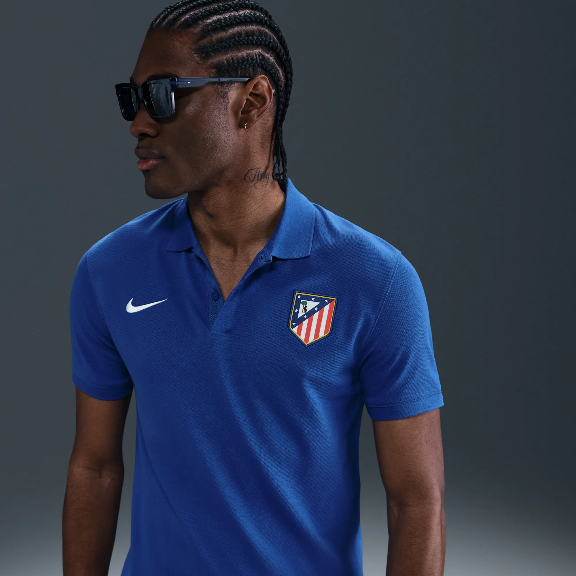 Atlético Madrid The Nike Polo Men's Nike Dri-FIT Football Polo - Blue - Cotton/Polyester