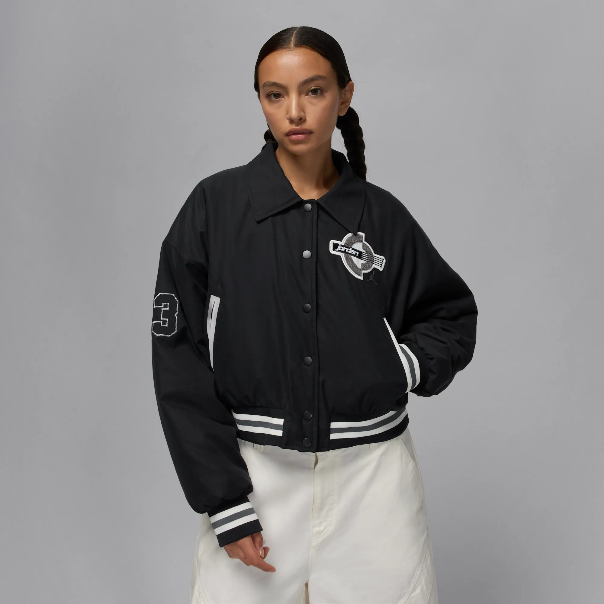 Nike Jordan Brooklyn Women's Therma-FIT Varsity Jacket - Black - Polyester