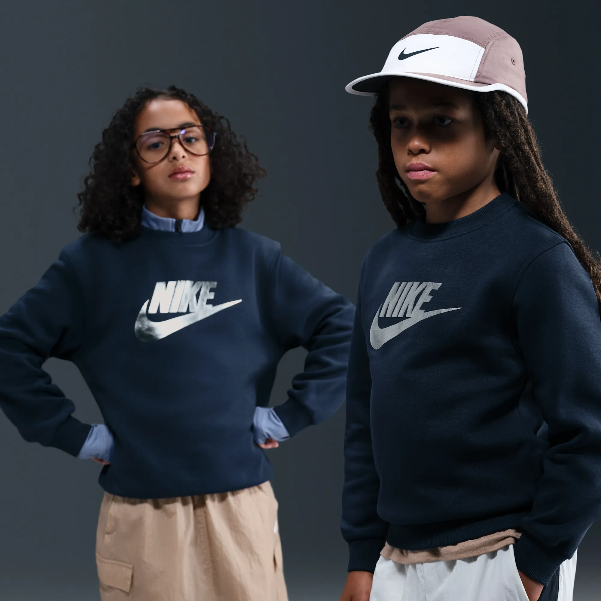 Nike Club Fleece Older Kids' Crew-Neck Sweatshirt - Blue - Cotton/Polyester