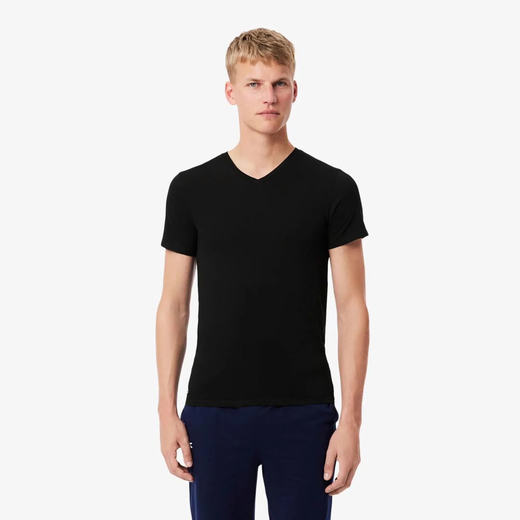 Lacoste 3-Pack Slim Fit Loungewear T-shirts - Noir