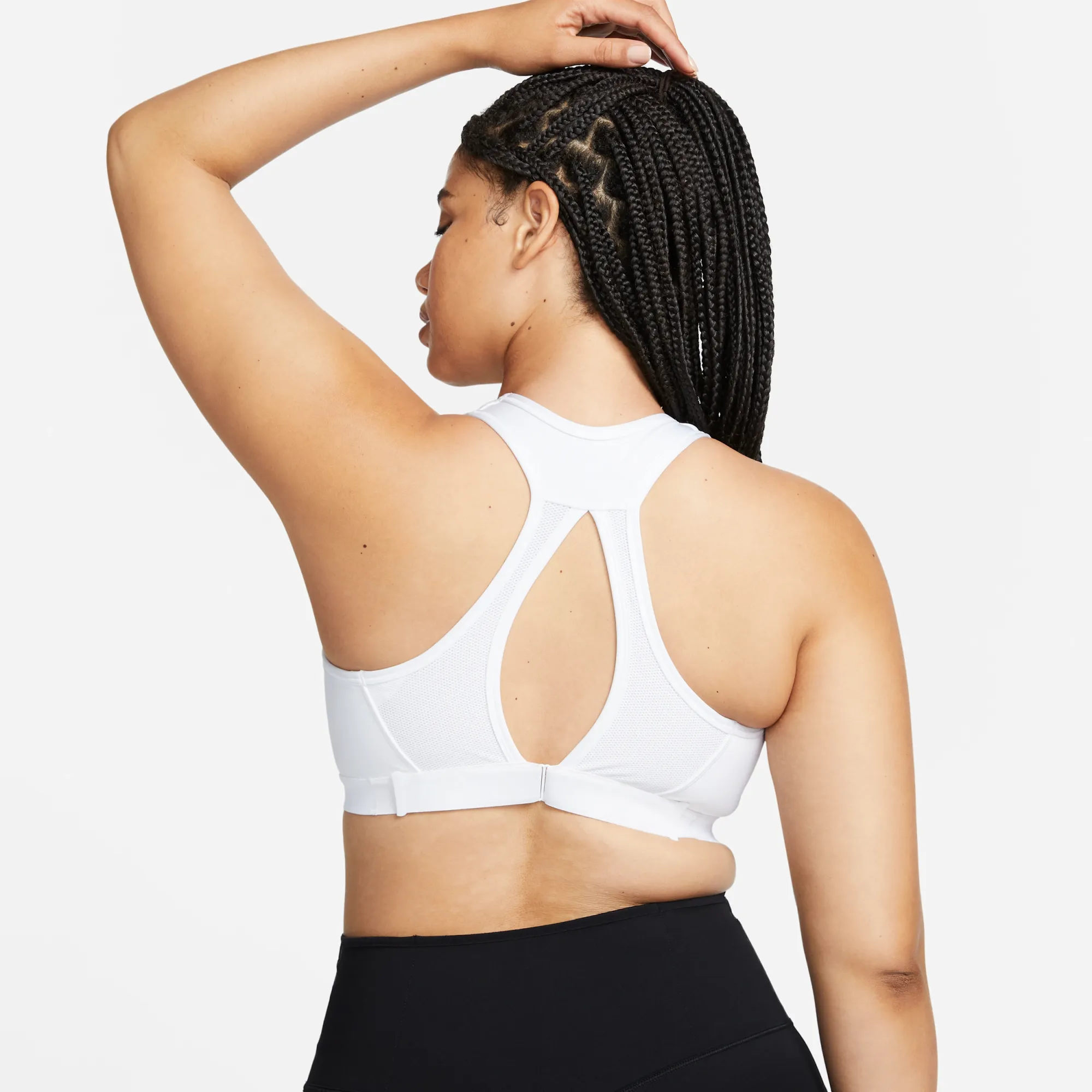 Nike Swoosh High Support Women's Non-Padded Adjustable Sports Bra - White - Polyester/Elastane