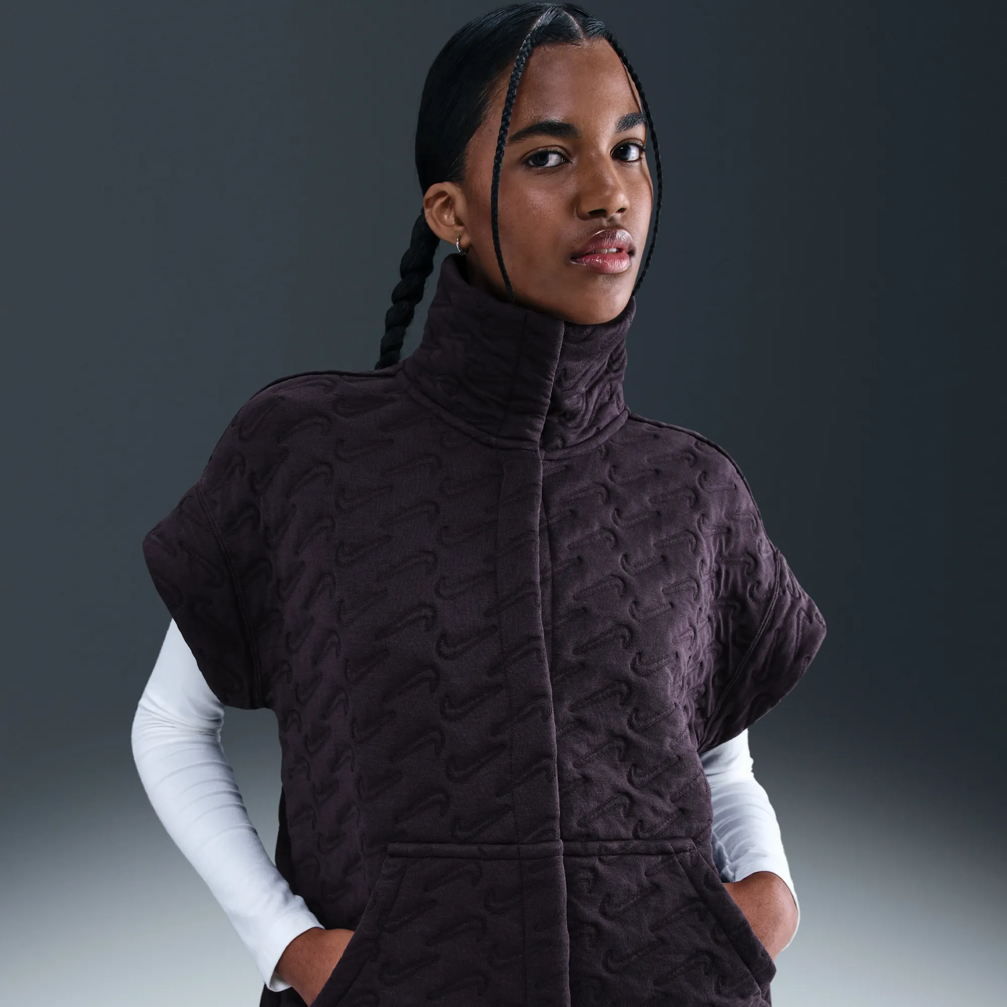 Nike Phoenix Fleece Women's Oversized Jacquard Gilet - Purple