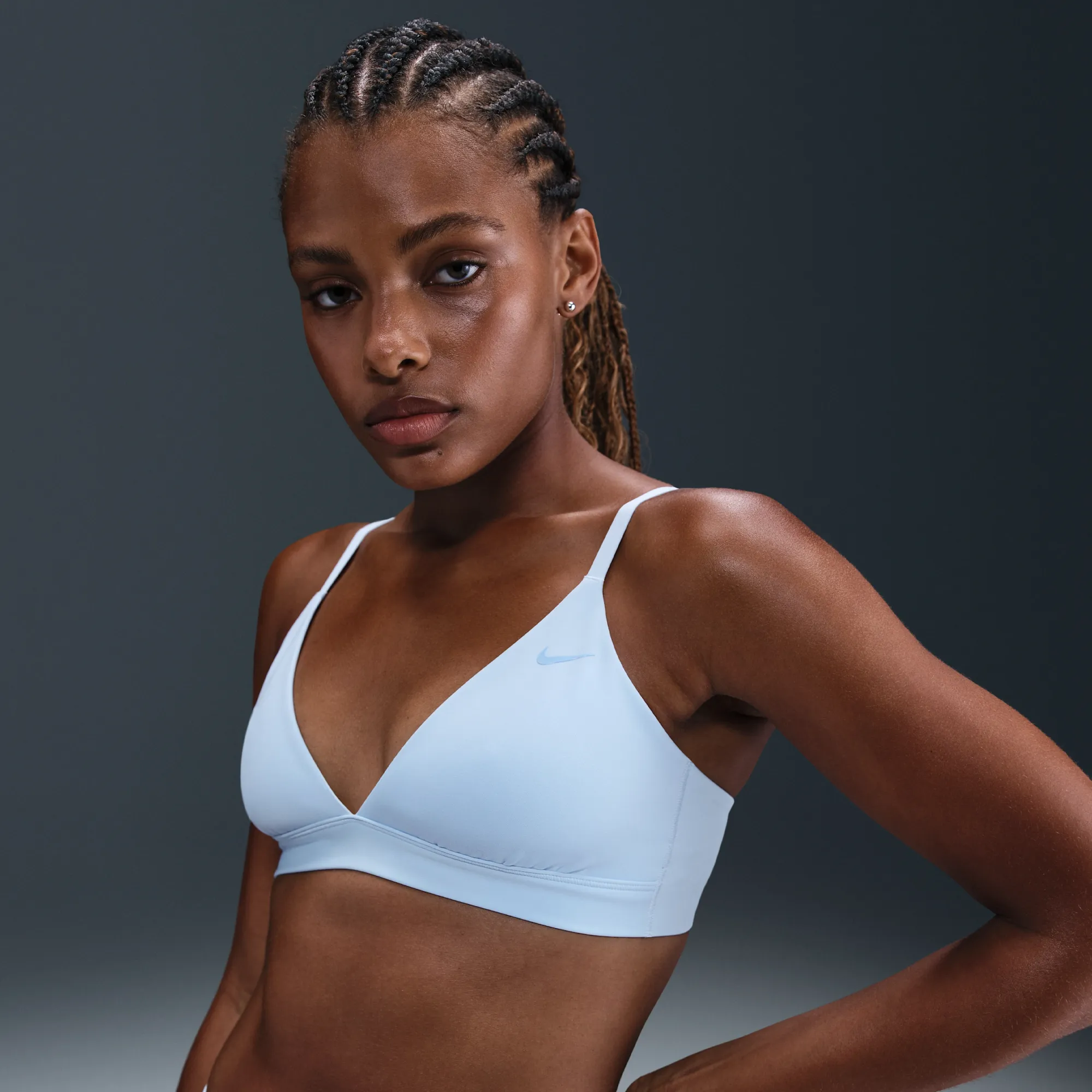Nike Form Women's Light-Support Non-Padded Triangle Sports Bra - Blue - Polyester/Elastane
