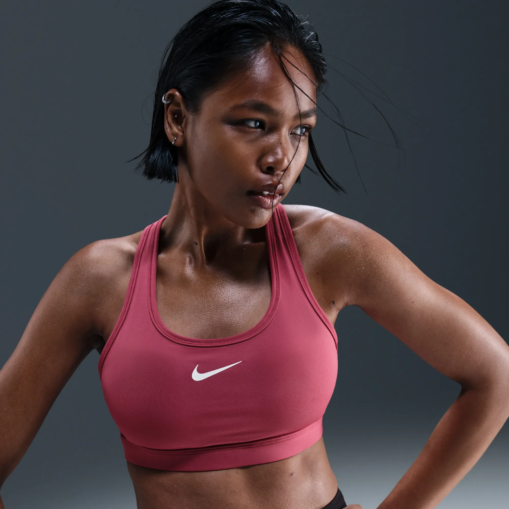 Nike Swoosh Medium-Support Women's Padded Sports Bra - Purple - Polyester/Elastane