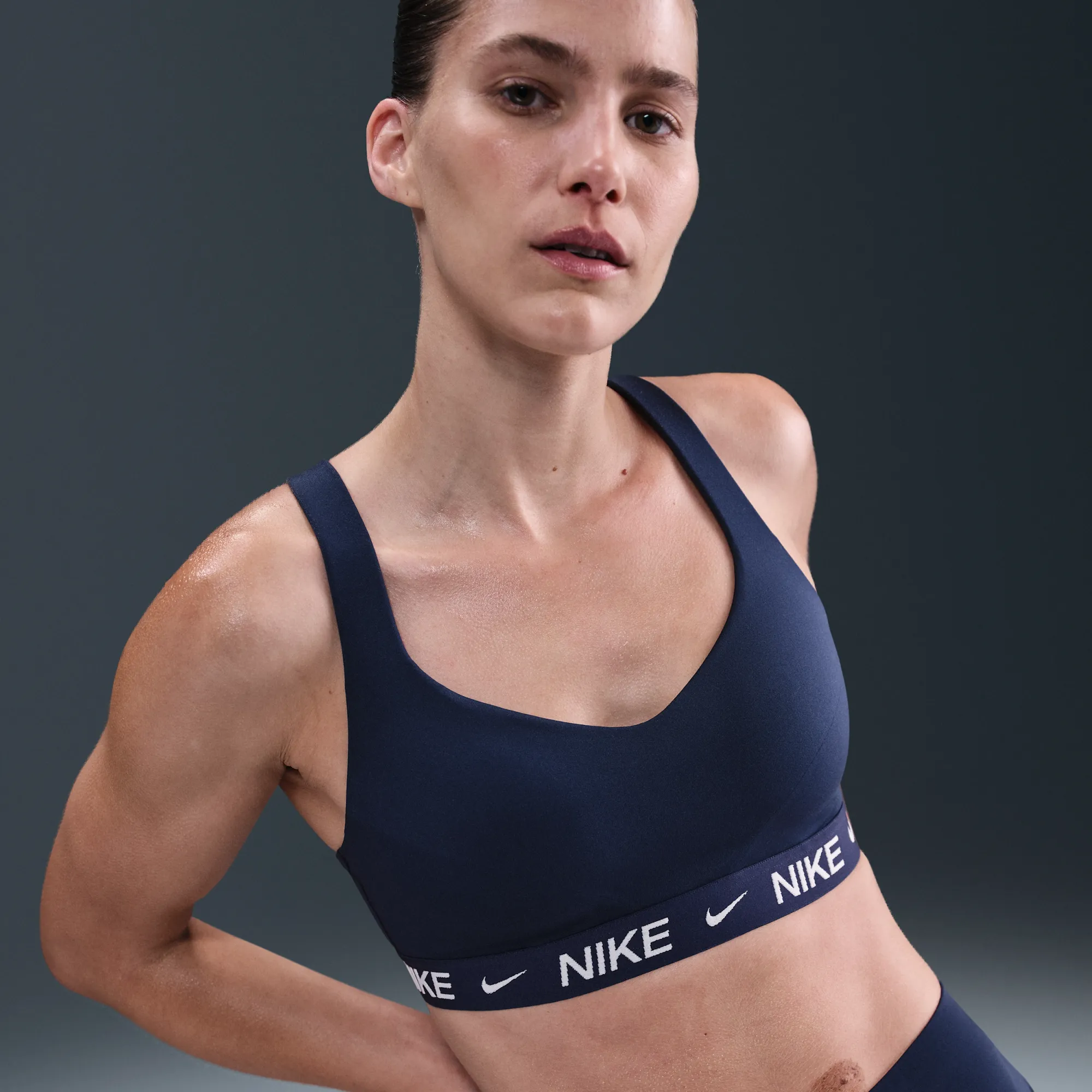 Nike Indy High-Support Women's Padded Adjustable Sports Bra - Blue - Polyester/Elastane