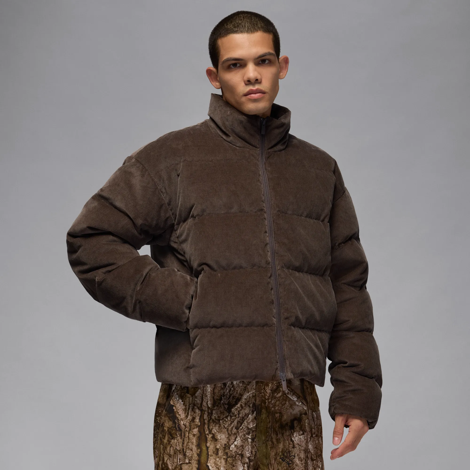Nike Jordan Flight Men's Down Puffer Jacket - Brown - Cotton